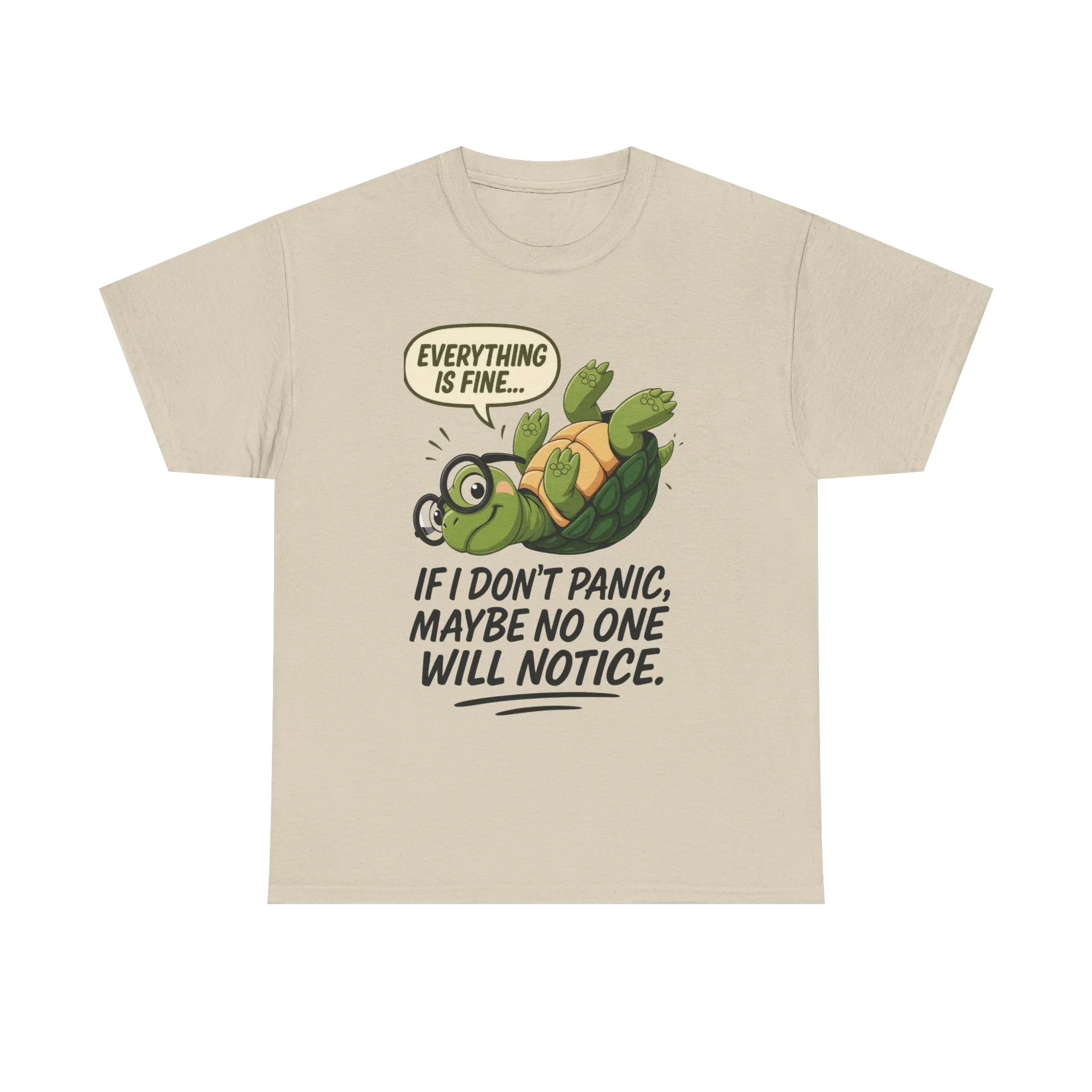Everything is Fine Turtle Tee, Funny Unisex Cotton Tee, Cute Animal Shirt, Social Anxiety Joke, Great for Humor, Positive message t-shirt - Image 5