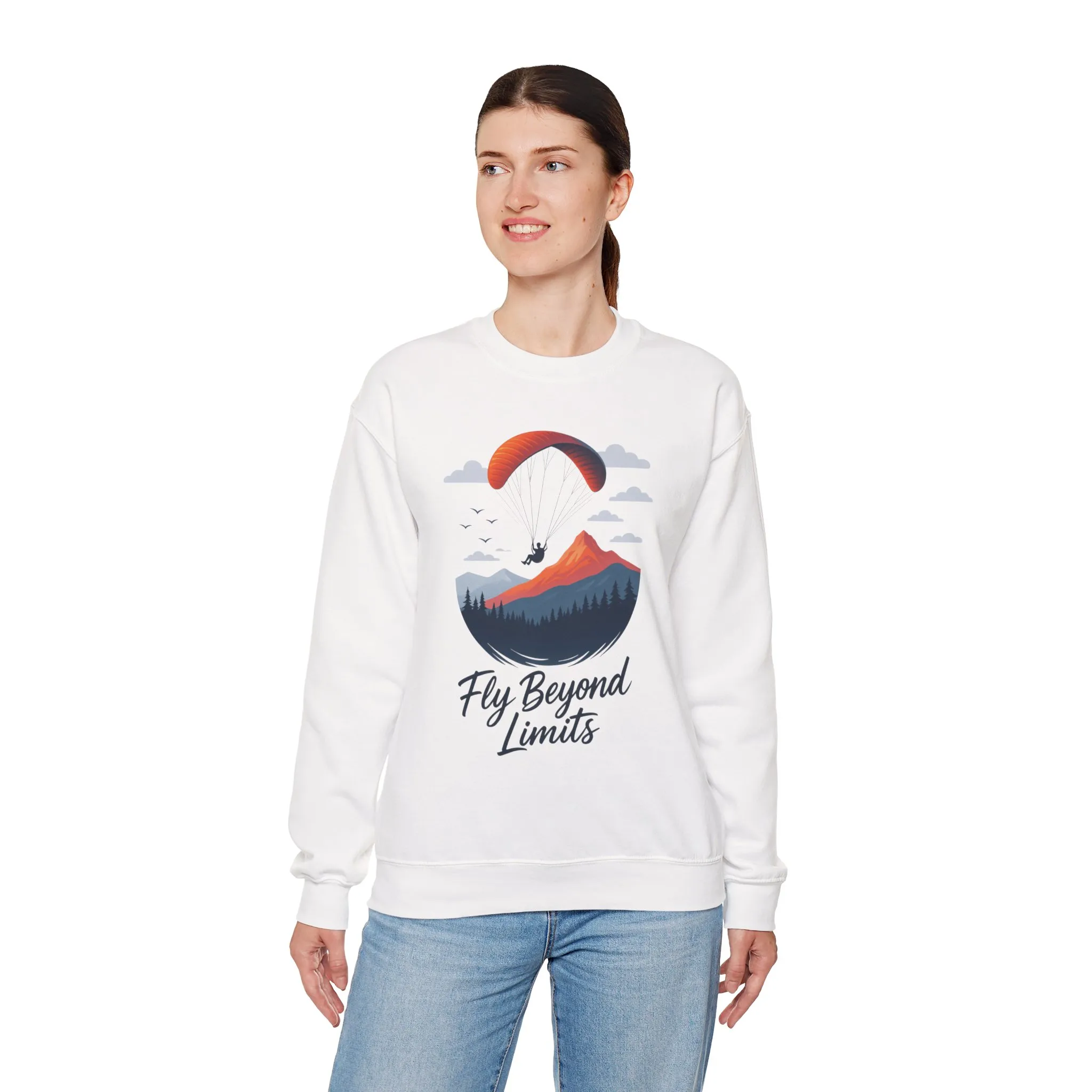 Adventure Inspiration Crewneck Sweatshirt - Fly Beyond Limits, Cozy Outdoor Outfit, Gift for Adventurers, Travel, Motivation Apparel - Image 10