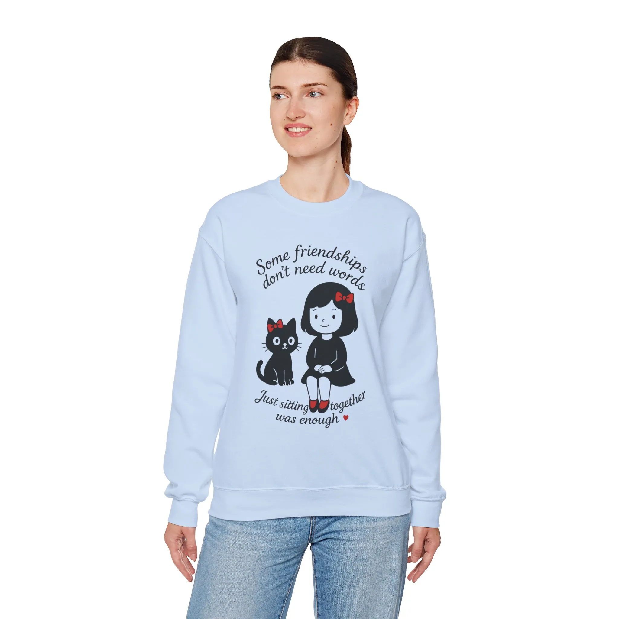 Friendship Womens Sweatshirt - Cozy Womens Crewneck with Cute Cat Design, Perfect Gift for Cat Lovers, Friendship Day, Casual Wear - Image 18