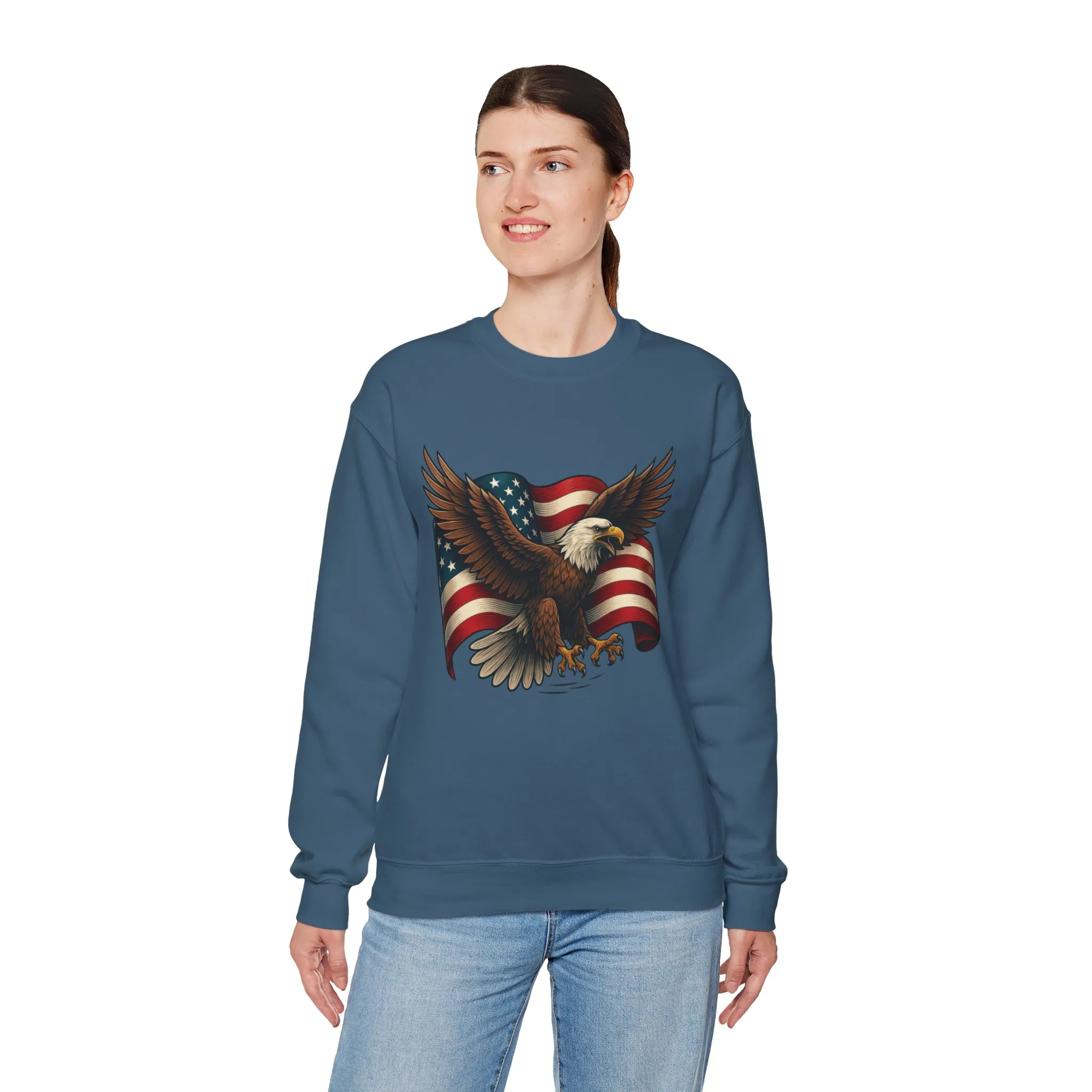 Patriotic Eagle Sweatshirt - Unisex Crewneck, USA Flag Apparel, Memorial Day, Veteran's Day, Independence Day, Gift for Patriots - Image 23