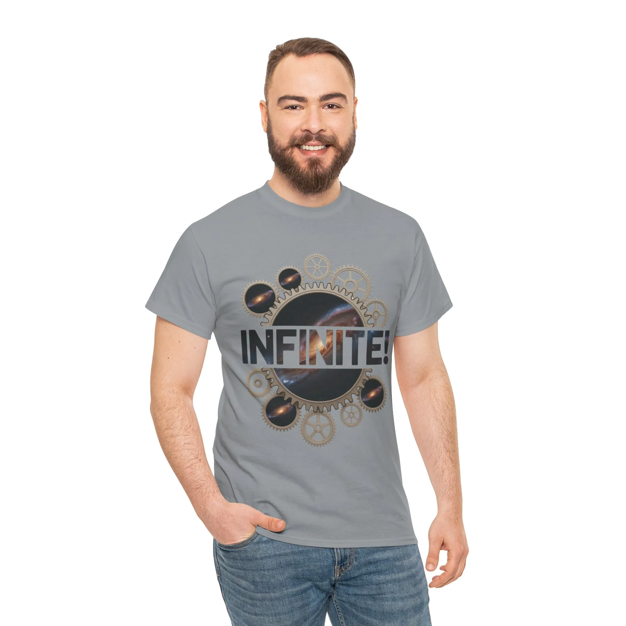 Steampunk Space Gears T-Shirt, Unisex Infinite Universe Graphic Tee, Cosmic Mechanical Design Tee for Sci-Fi & Engineering Lovers