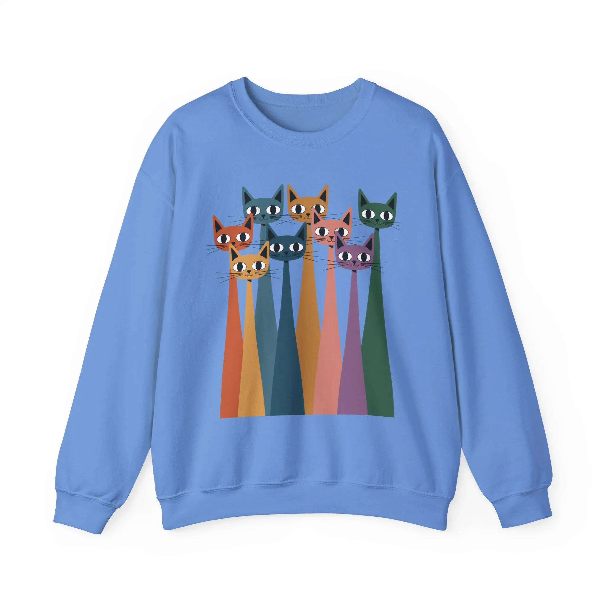 Colorful Cat Sweatshirt, Cozy Crewneck, Cat Lover Gift, Womens Sweatshirt, Cute Animal Apparel, Fun Gift for Cat Owners - Image 16