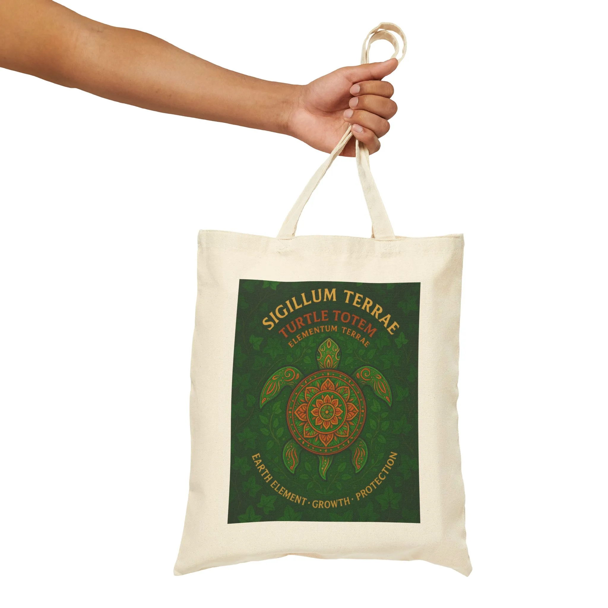 Earth Element Turtle Mandala Tote Bag, Sigillum Terrae, Growth & Protection, Four Elements Series Canvas Bag, Gift for Nature Lovers - Image 4