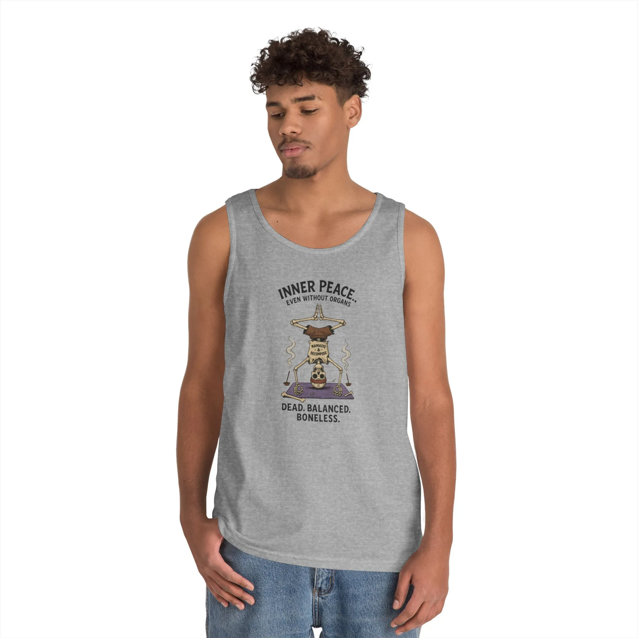 Inner Peace Skeleton Yoga Unisex Tank Top, Dark Humor Meditation Tee, Gift for Mindfulness Lovers, Yoga Shirt, Peaceful Vibes - Image 9