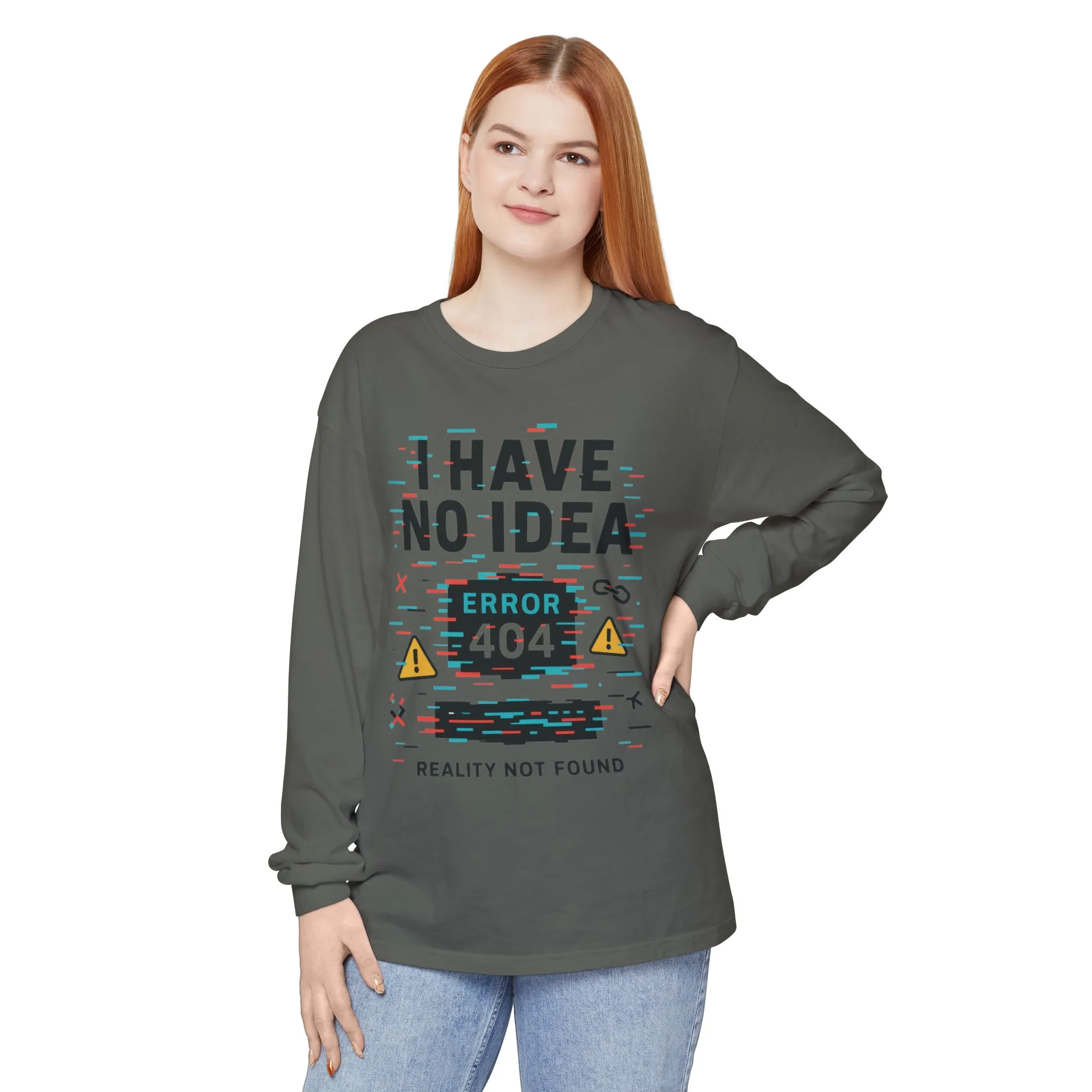 Unisex Long Sleeve T-Shirt, Funny Error 404 Graphic Tee, Internet Humor, Geeky Apparel, Quirky Humor Shirt, Gift for Tech Lovers - Image 3