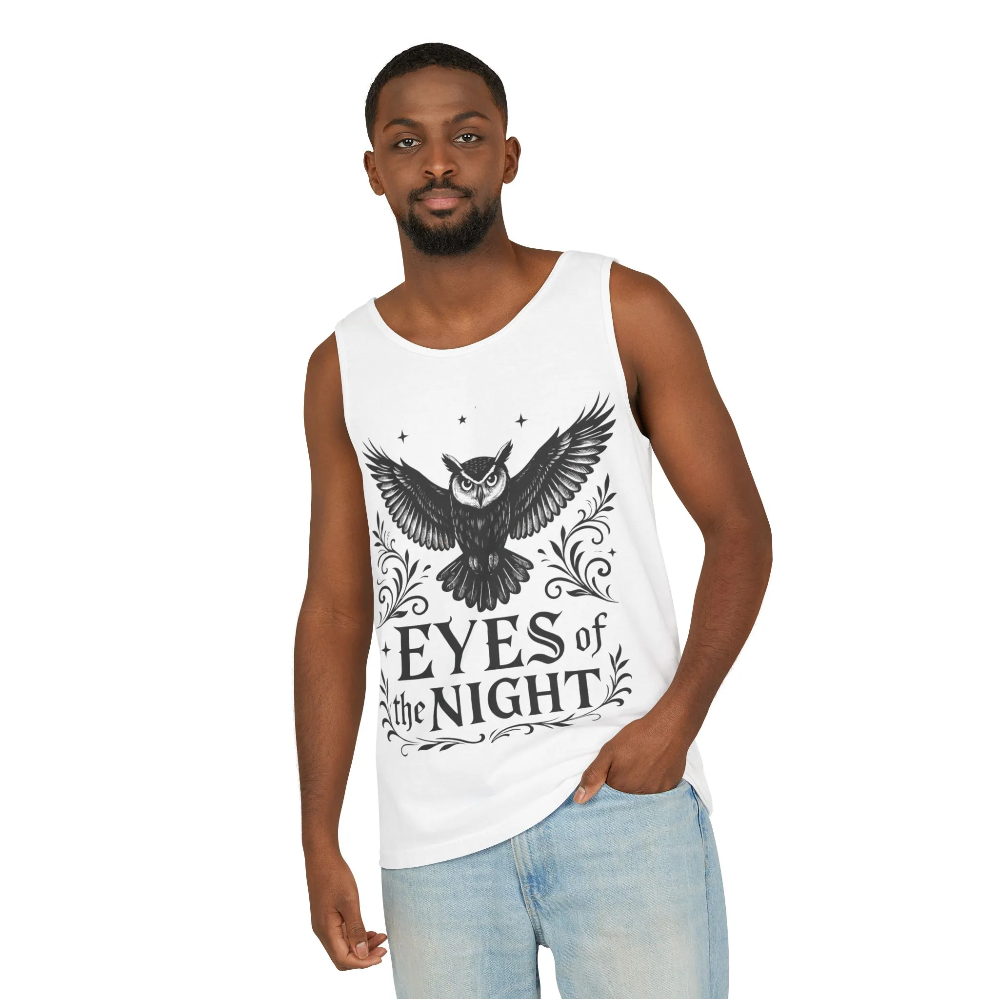 Eyes of the Night Owl Tank Top, Mens Summer Wear, Boho Aesthetic, Festival Outfit, Nature Lover Gift, Halloween Apparel - Image 7