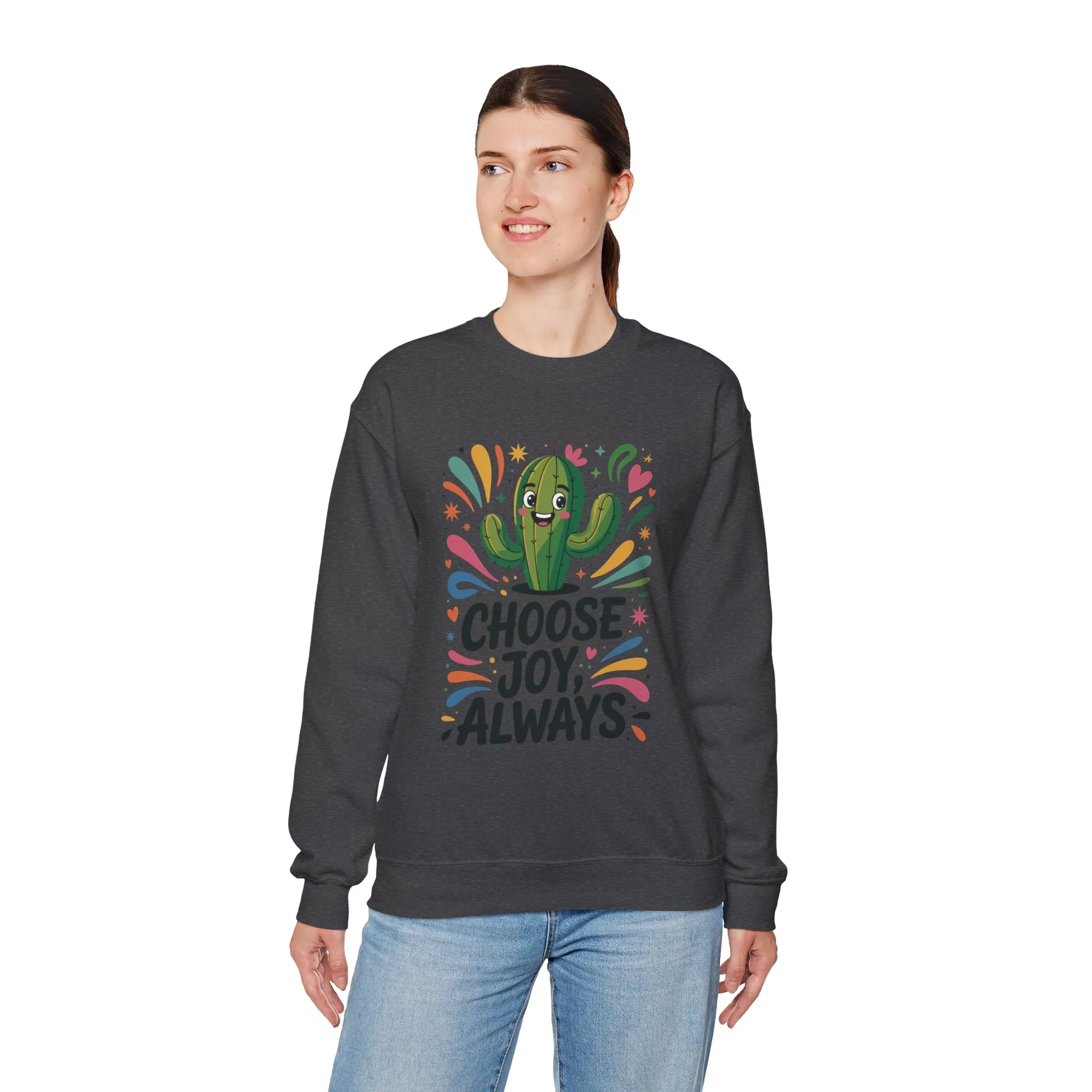 Joyful Cactus Sweatshirt: Choose Joy Always, Cozy Gift for Friends, Womens Casual Wear, Perfect for Celebrations and Everyday Comfort - Image 30