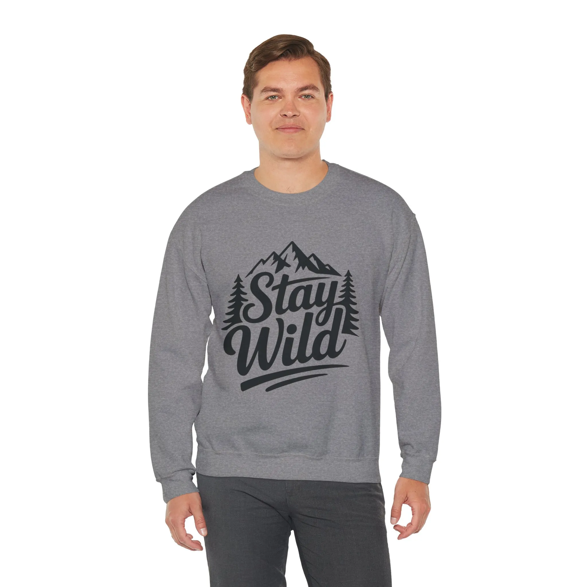 Stay Wild Unisex Crewneck Sweatshirt, Cozy Casual Wear for Adventurers, for Nature Lovers, Mountain Nature Unisex Crewneck Sweatshirt - Image 3