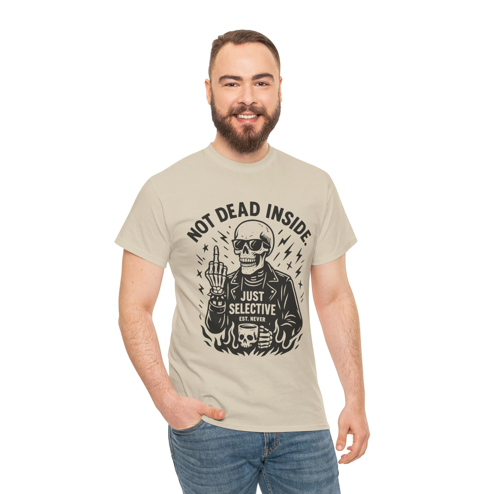 Mens Dark Humor Graphic Shirt, Not Dead Inside, Funny Graphic Shirt for Casual Wear, Gifts for Him, Halloween, Occasions, Funny Skeleton Tee - Image 6