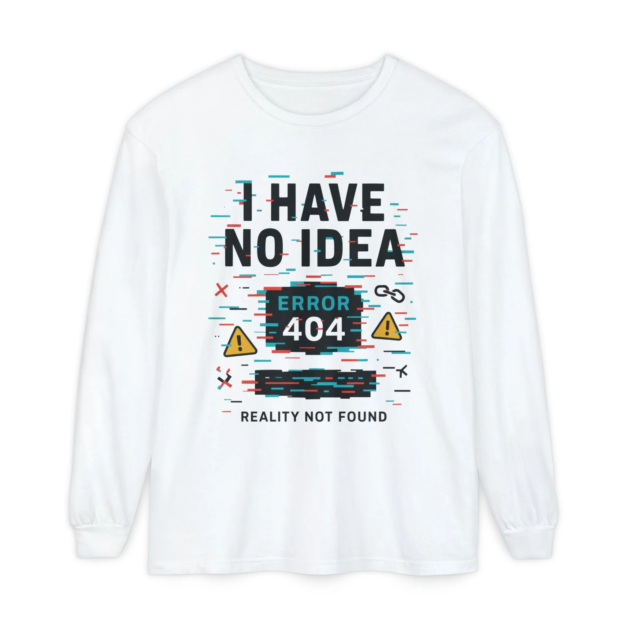 Unisex Long Sleeve T-Shirt, Funny Error 404 Graphic Tee, Internet Humor, Geeky Apparel, Quirky Humor Shirt, Gift for Tech Lovers - Image 4