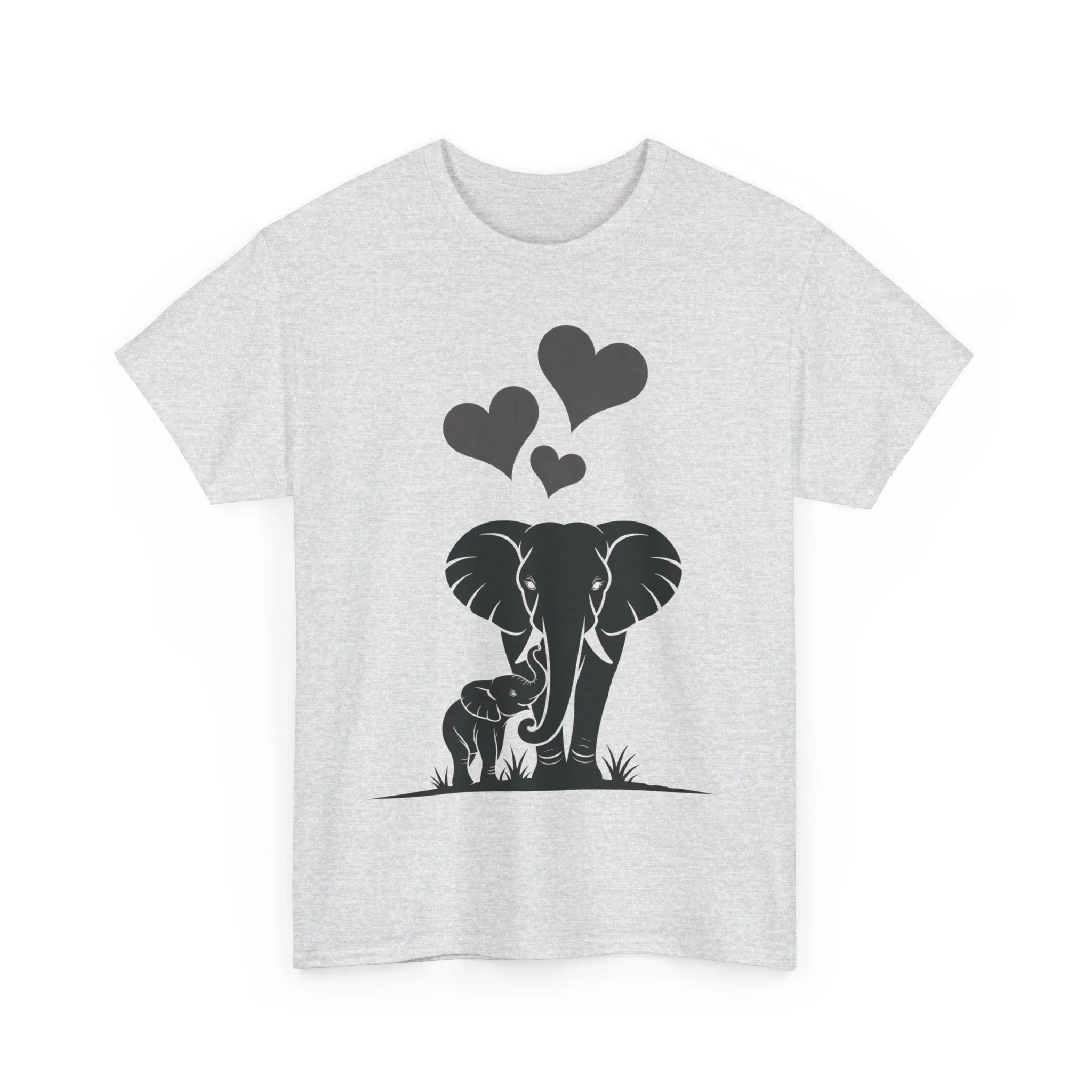 Elephant Mom and Baby T-Shirt, Elephant Love Cotton Tee, Cute Animal Shirt, Animal Lover Gift, Cute Minimalist Elephant Design - Image 2