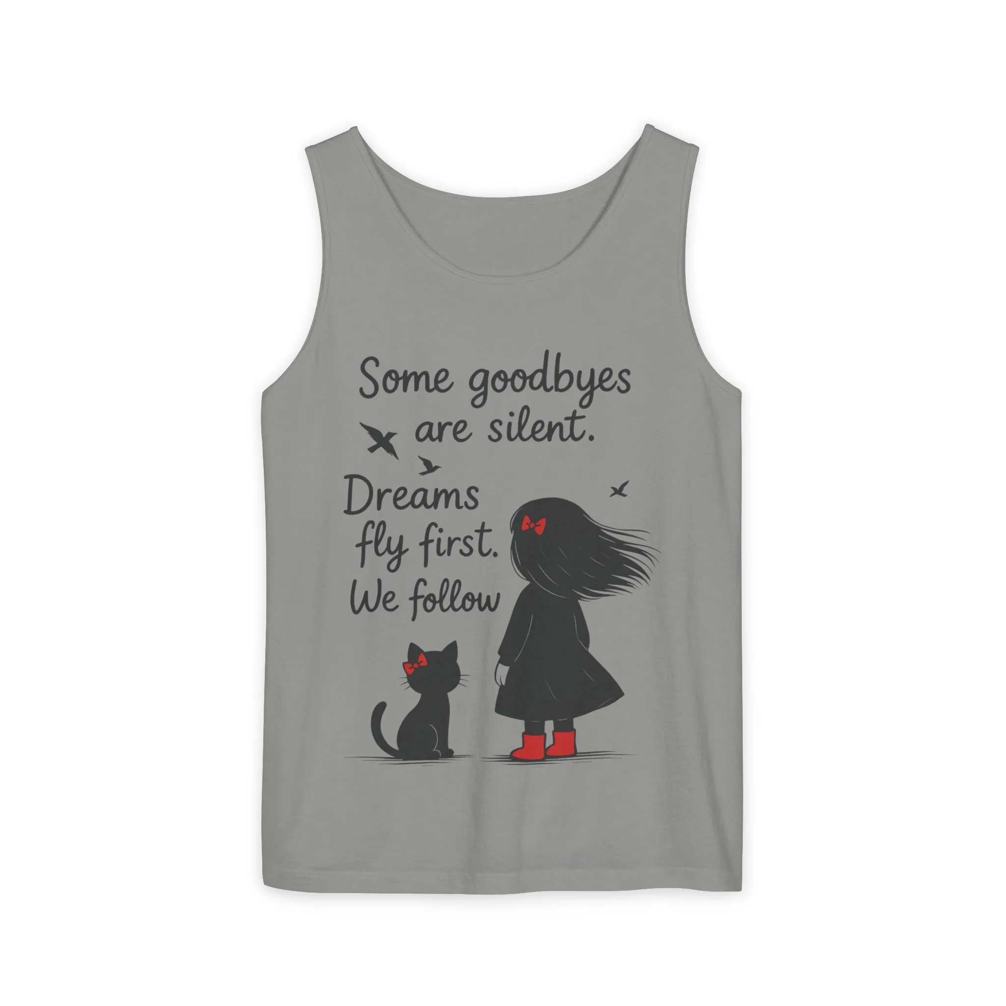 Minimalist Tank Top, Womens Tank, Girl & Cat Art Print, Emotional Lightweight Summer Shirt, Inspirational Apparel, Cat Lover Gift - Image 16
