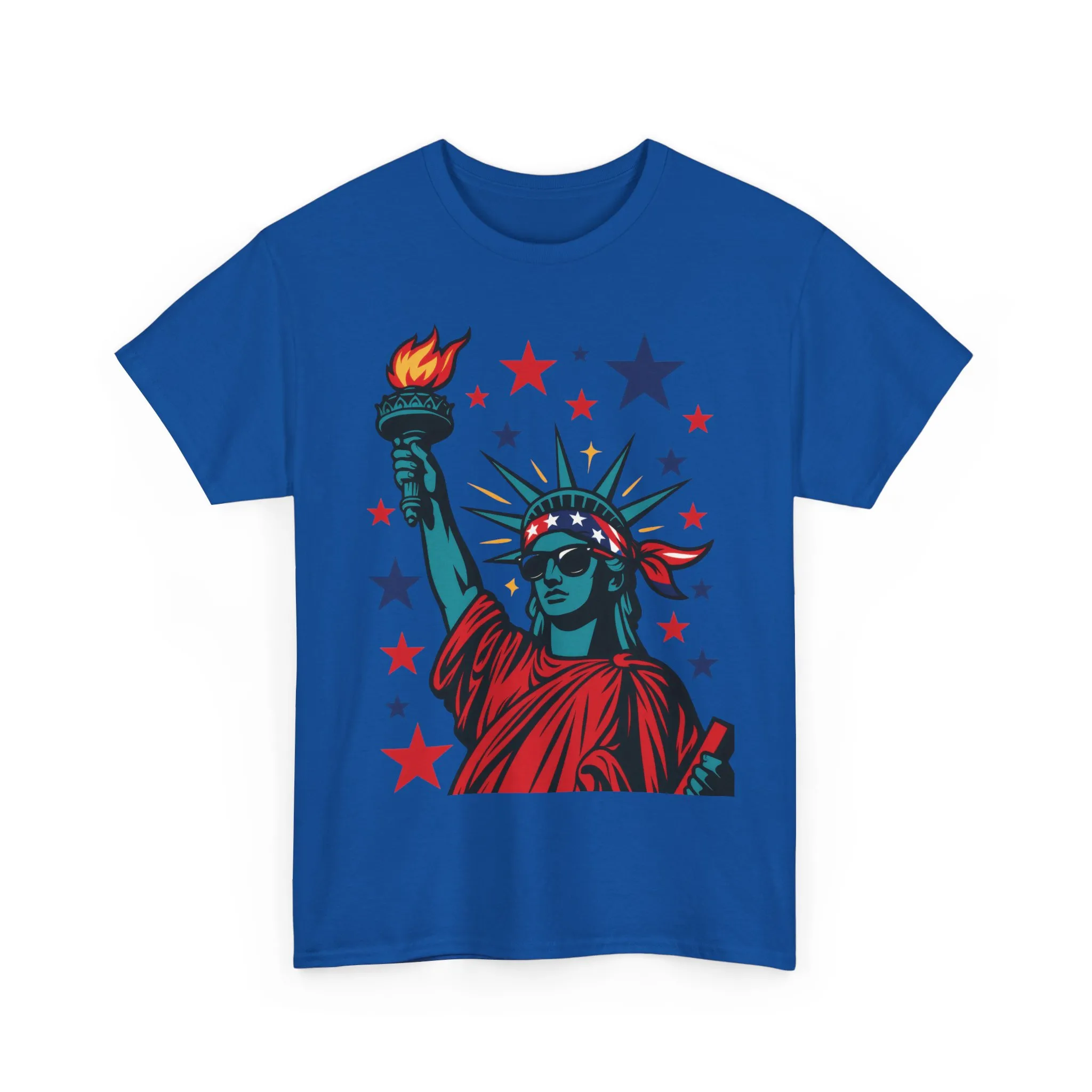 Lady Liberty Pop Art T-Shirt, Patriotic 4th of July Womens Tee, Retro USA Bandana Statue Shirt - Image 25