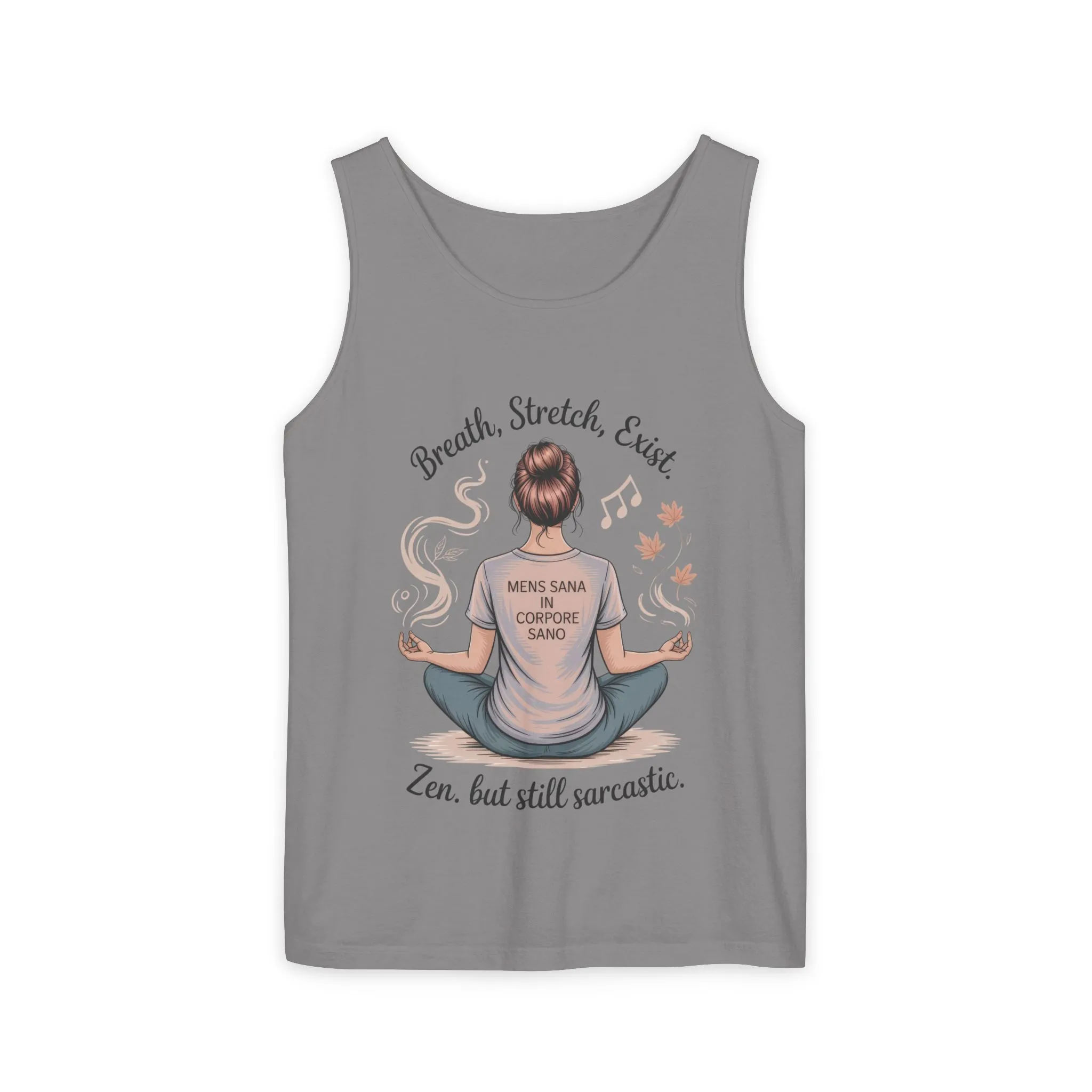 Zen Sarcastic Tank Top, Womens Meditation Shirt, Breath Stretch Exist Tee, Yoga Apparel, Gift for Mindfulness Lovers - Image 5