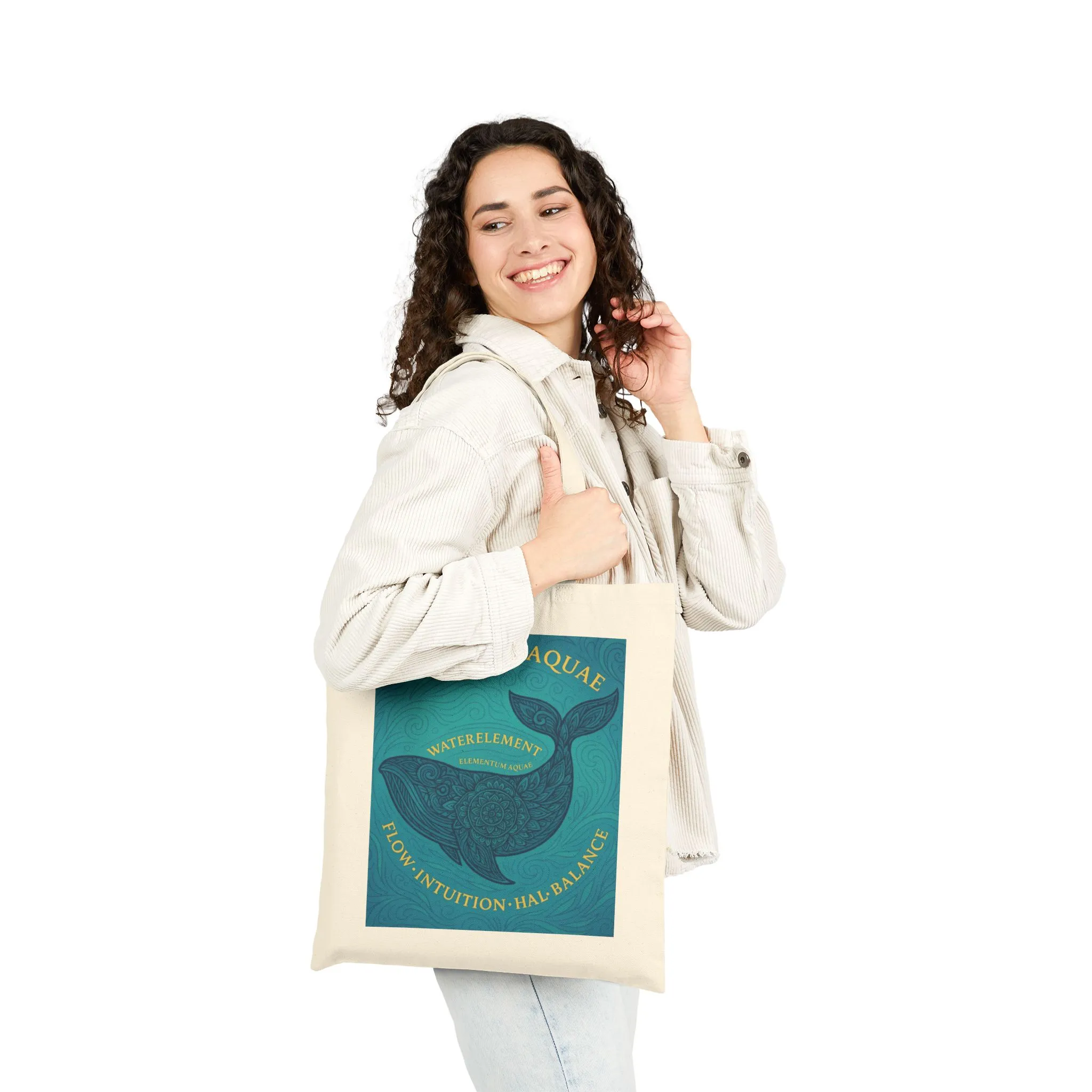Water Element Whale Mandala Tote Bag, Sigillum Aquae – Flow, Intuition & Balance, Mystical Element Series, Mystical Journey - Image 2