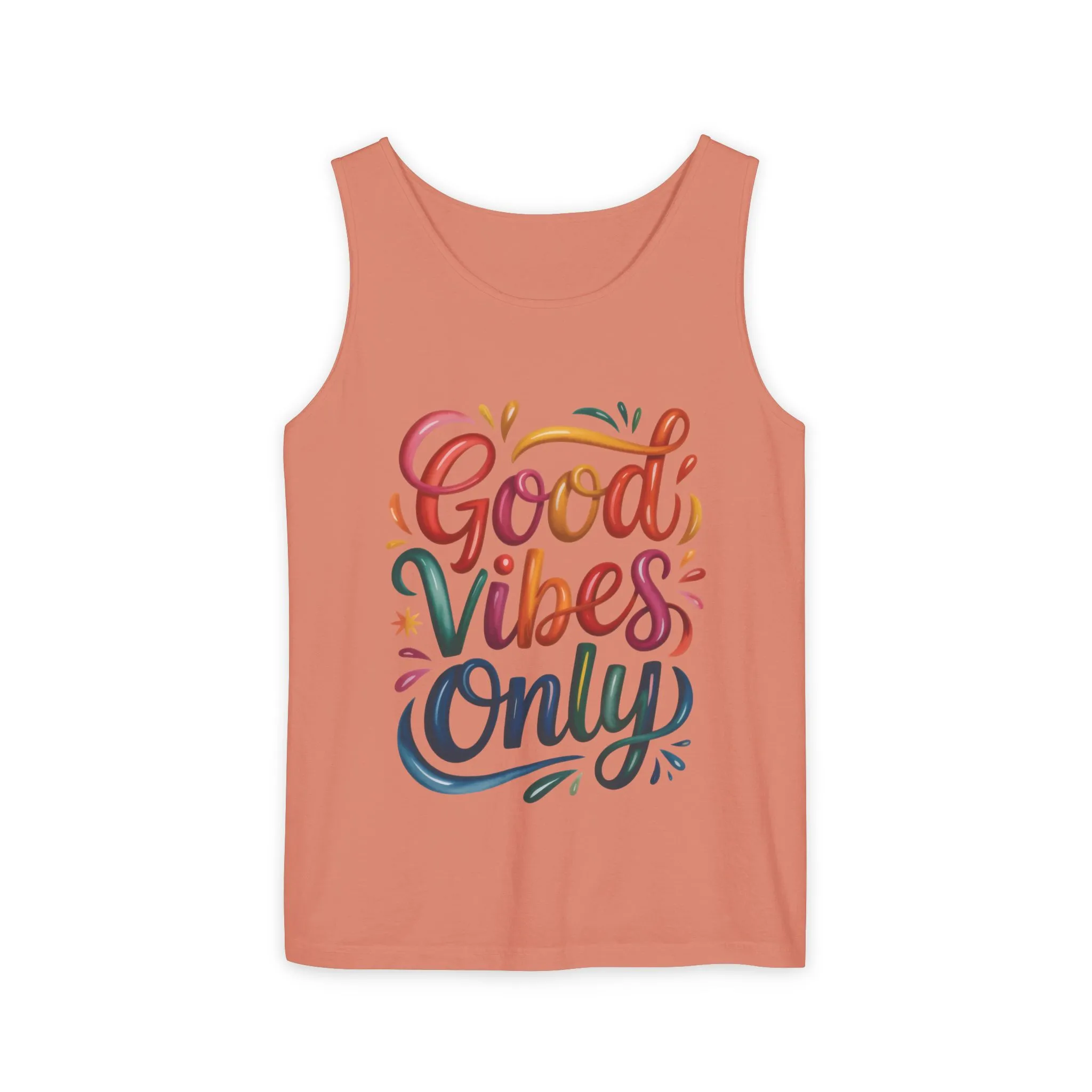 Good Vibes Only Womens Garment-Dyed Tank Top, Summer Casual Wear, Festival Outfit, Beach Day Tee, Gift for Friends, Positive Vibes Apparel - Image 21