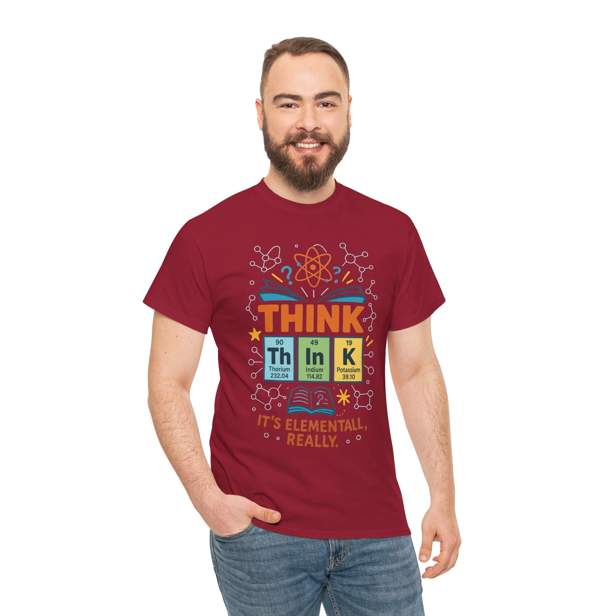 Funny Mens Science T-Shirt, THINK Element Periodic Table Shirt, Smart Geek Nerd Tee for Him, Ideal for Science Lovers, Geeky Apparel - Image 35