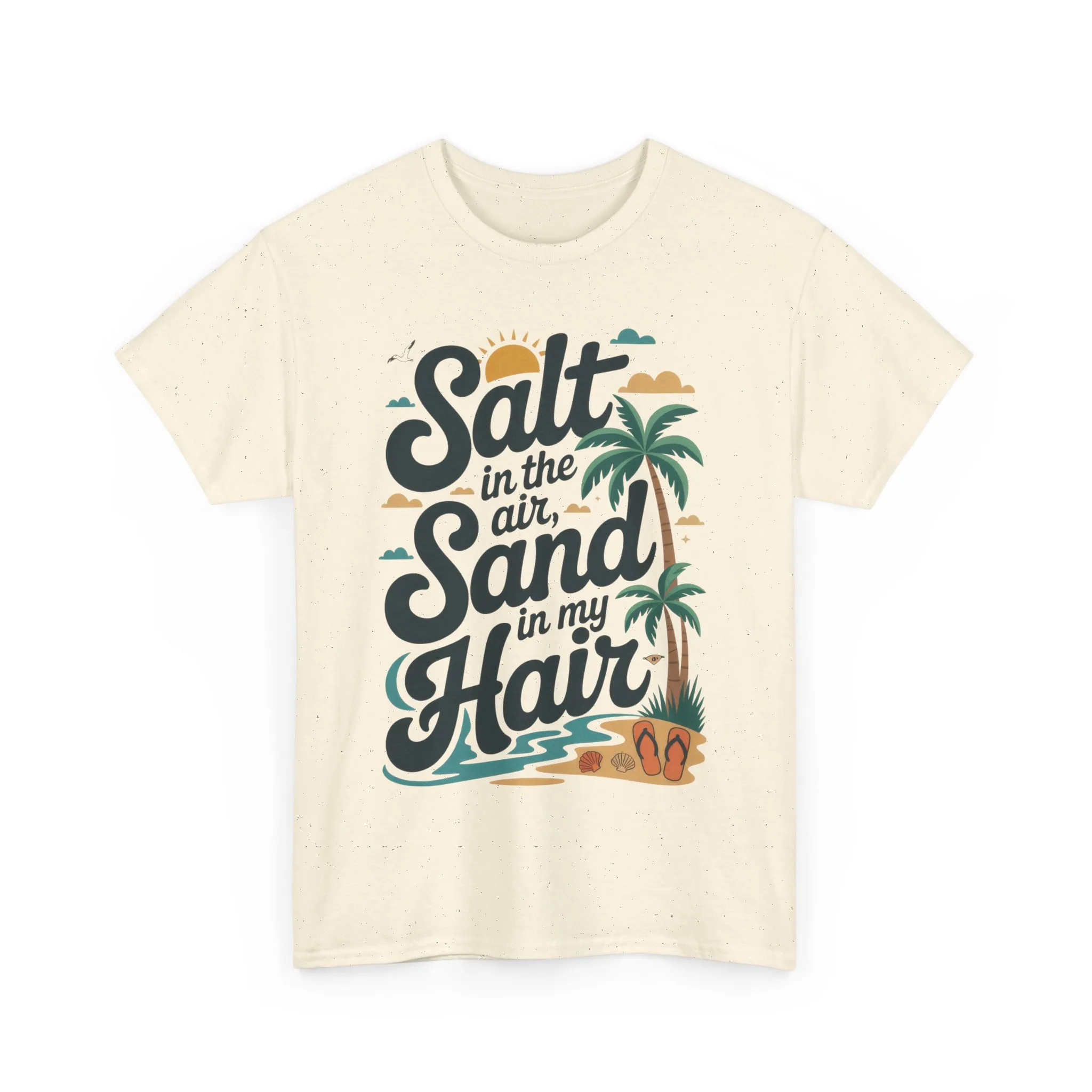 Salt in the Air Sand in My Hair Shirt, Beach Summer Vibes Graphic T-Shirt, Tropical Ocean Palm Design, Ocean-Themed Shirt, Gift Beach Lovers - Image 46