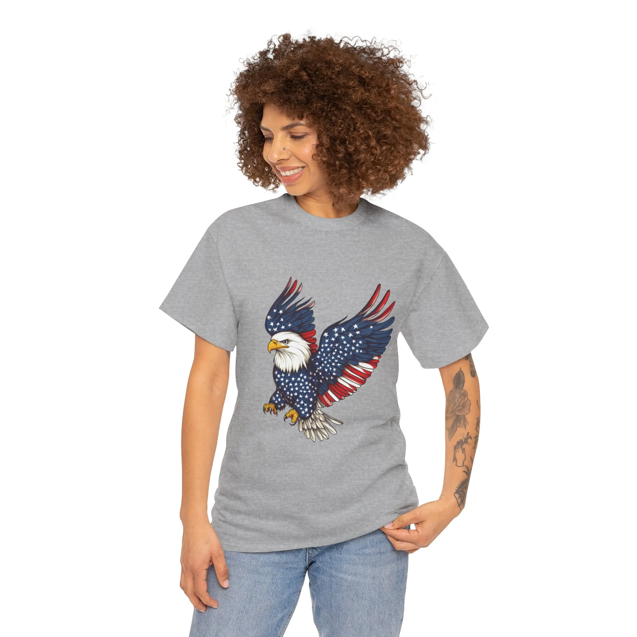 Patriotic Eagle Tee, Unisex Heavy Cotton T-Shirt for Independence Day, Memorial Day, Veterans Day, Gift for Nature Lovers, Casual Wear - Image 10
