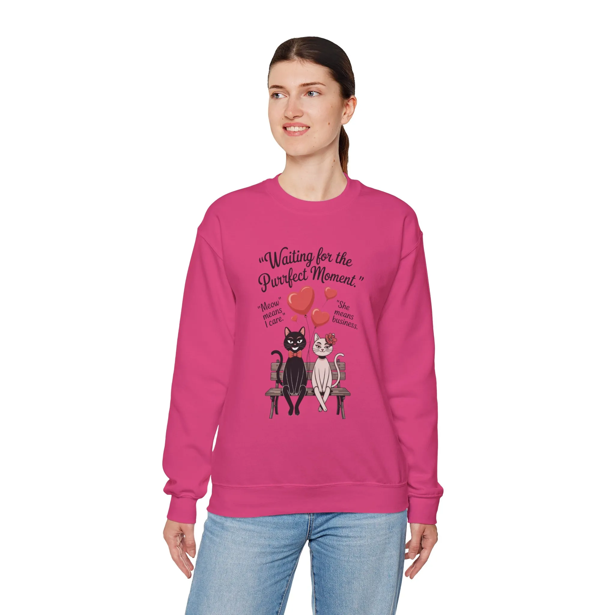 Cute Cat Lovers Womens Sweatshirt, Cozy Gift for Pet Owners, Perfect for Valentine's Day, Animal Lover Apparel, Relaxed Love Sweatshirt - Image 30