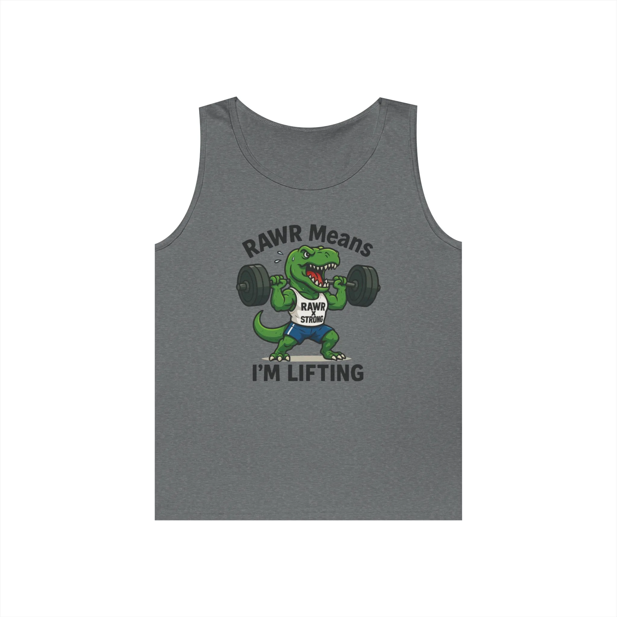 RAWR Gym Tank for Men, Funny Dinosaur Lifting Tee, Workout Dino Fitness Gift, Barbell Humor Tank Top for Men, Motivational Tank, Activewear - Image 8