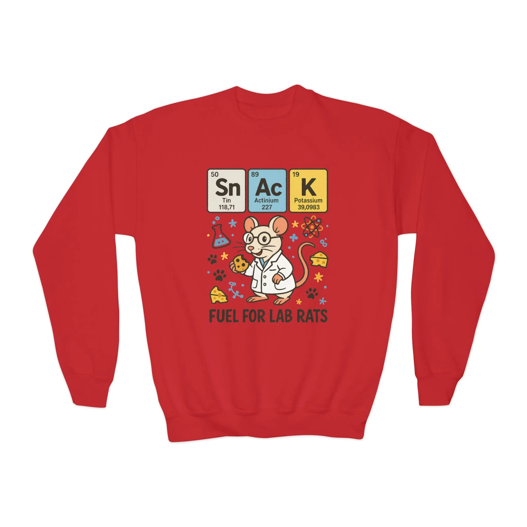 Youth Crewneck Sweatshirt - Fuel for Lab Rats, Cute Science Gift, Adorable Sweatshirt for Kids, Science Enthusiasts, Lab Rat Love - Image 18