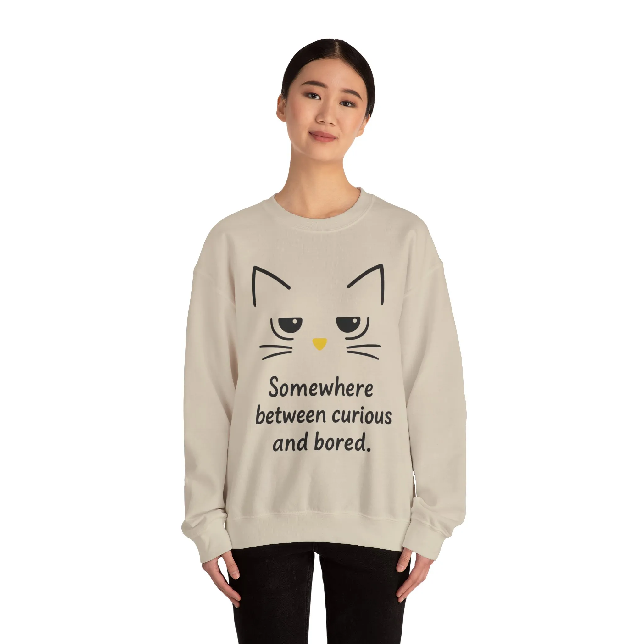 Whimsical Cat Crewneck Womens Sweatshirt, Cozy Relaxed Wear, Perfect Gift for Cat Lovers, Casual Everyday Style - Image 32
