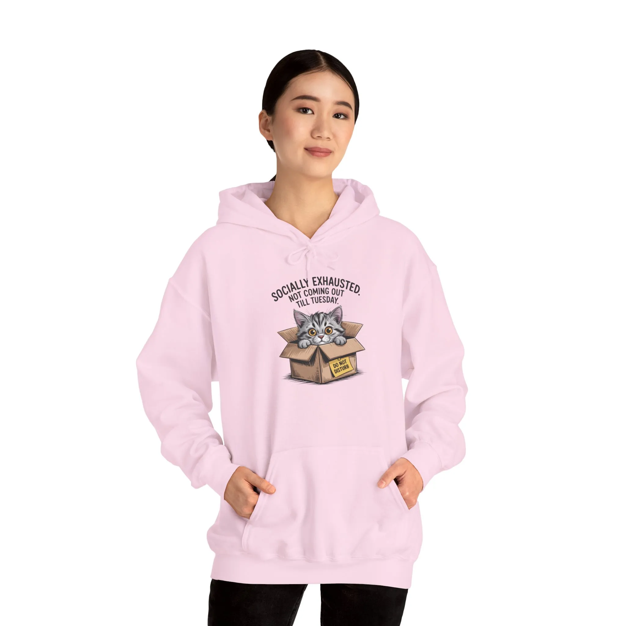 Socially Exhausted Cat Hoodie - Cozy Sweatshirt for Cat Lovers, Funny Gift, Casual Wear, Unique Animal Apparel, Perfect for Relaxing Days - Image 27