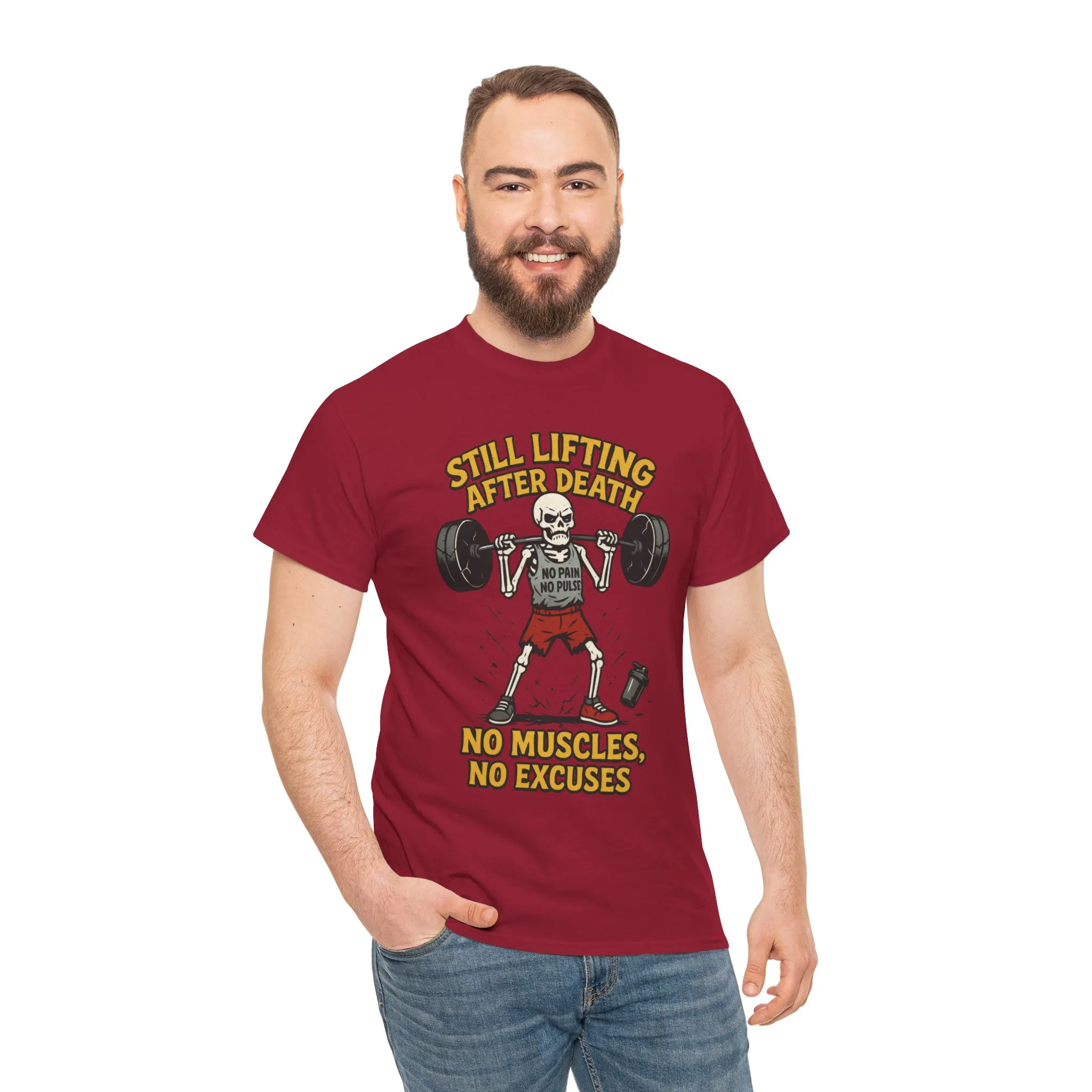 Funny Skeleton Gym T-Shirt, Still Lifting After Death, Funny Workout Shirt for Men, Fitness Gift, Halloween Apparel, Unisex Cotton Tee - Image 34