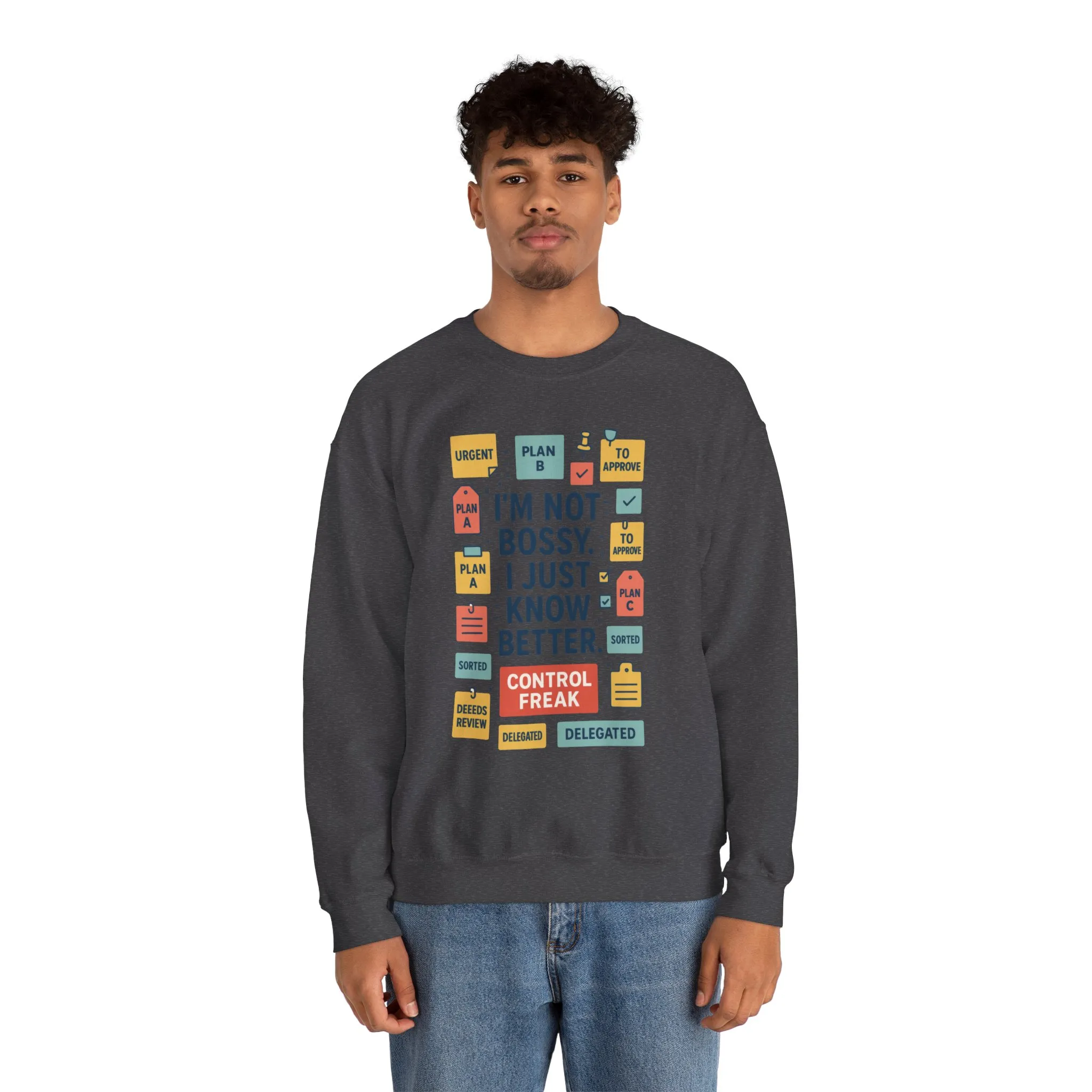 Funny Mens Control Freak Sweatshirt, Sarcastic Crewneck Gift for Him, Perfect Gift for Bossy Friends - Image 21
