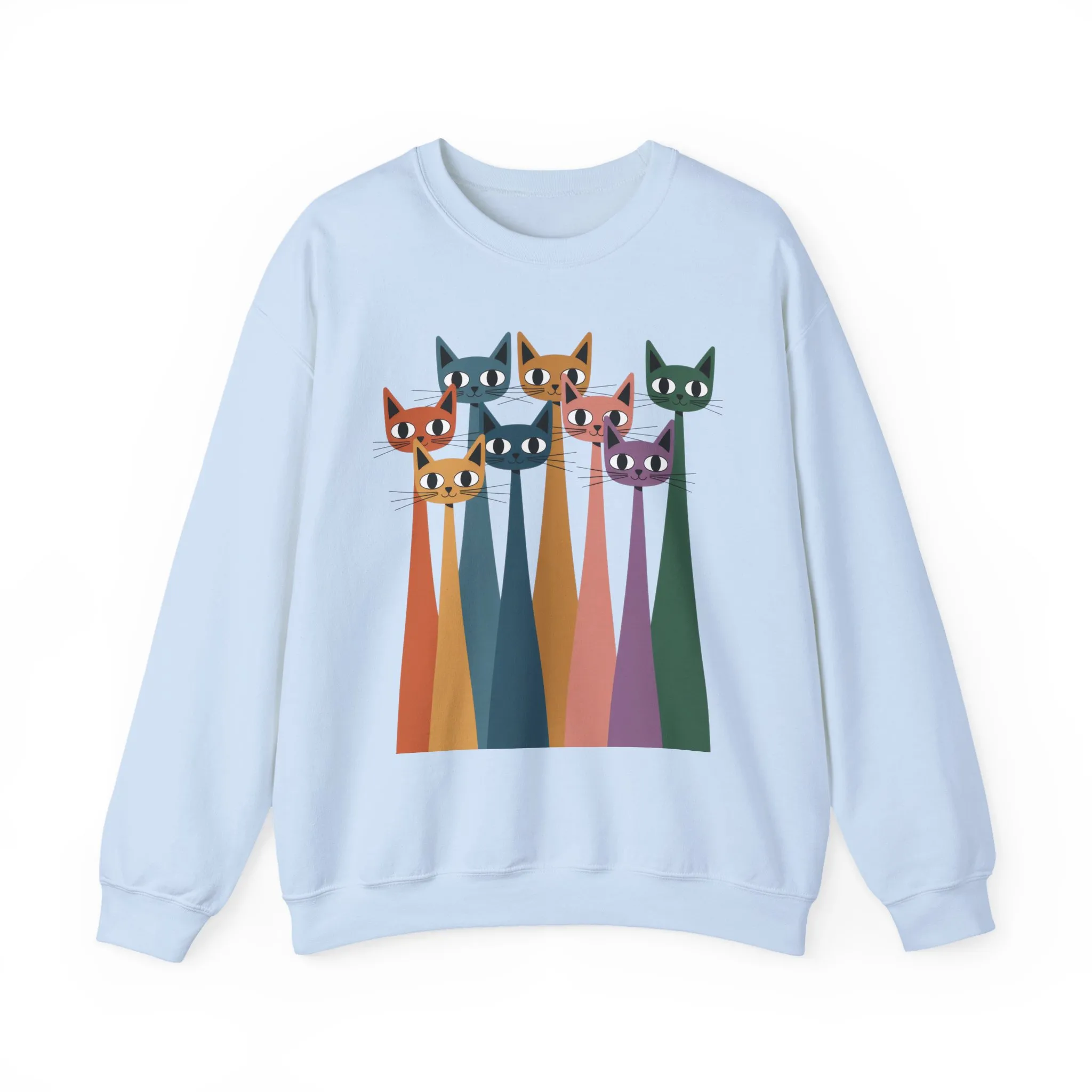 Colorful Cat Sweatshirt, Cozy Crewneck, Cat Lover Gift, Womens Sweatshirt, Cute Animal Apparel, Fun Gift for Cat Owners - Image 13