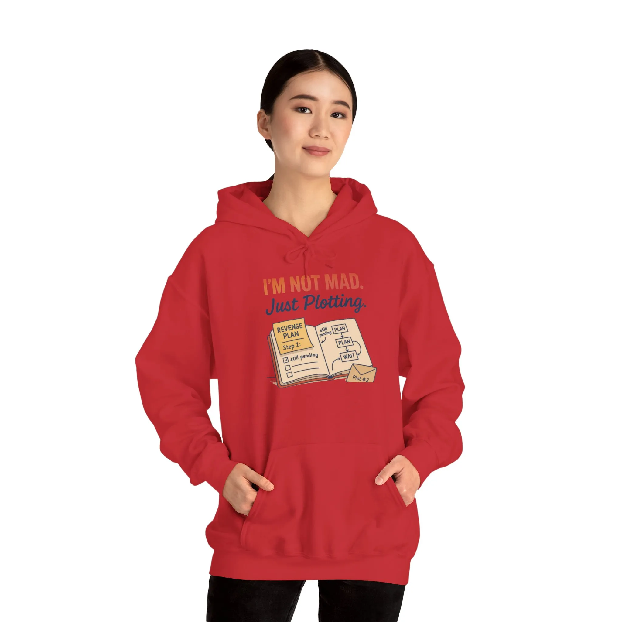Sarcastic Womens Hoodie, Im Not Mad Just Plotting, Funny Passive Aggressive Sweatshirt Gift, Plotting Humor Hooded Womens Sweatshirt - Image 36