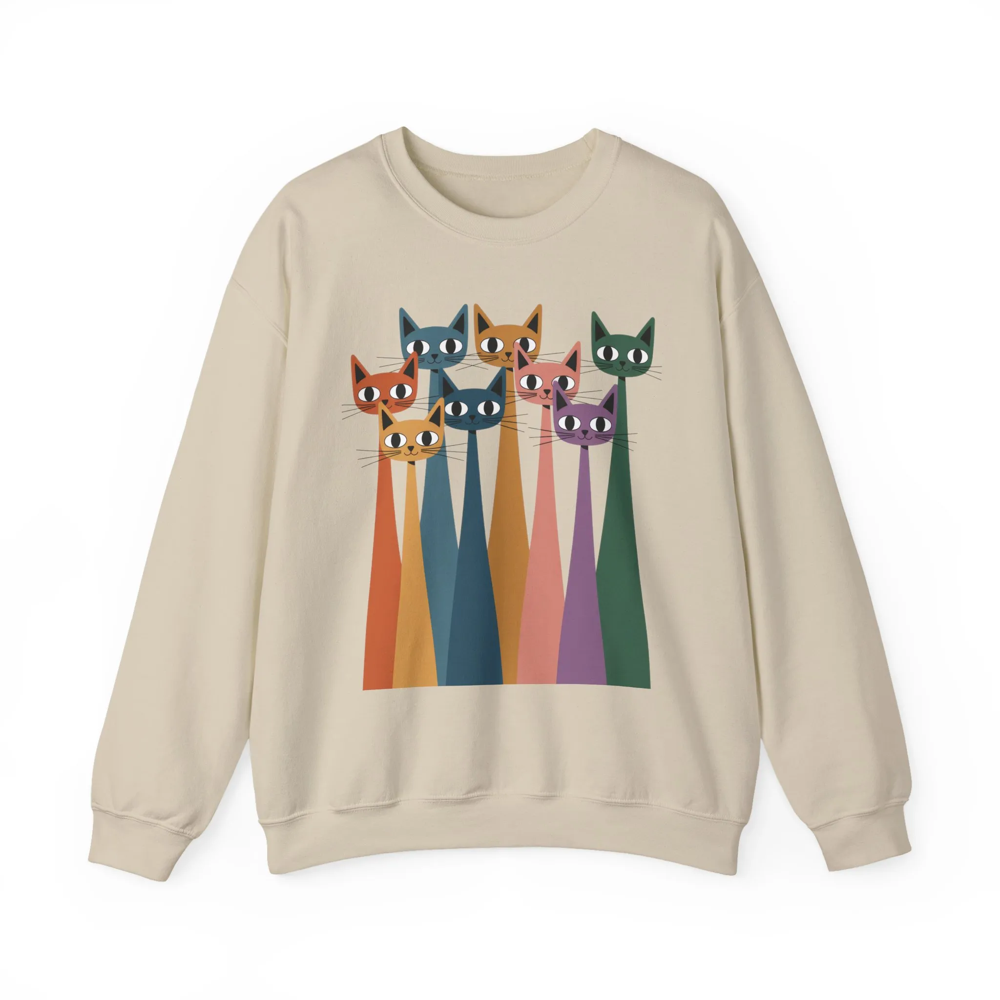 Colorful Cat Sweatshirt, Cozy Crewneck, Cat Lover Gift, Womens Sweatshirt, Cute Animal Apparel, Fun Gift for Cat Owners - Image 31