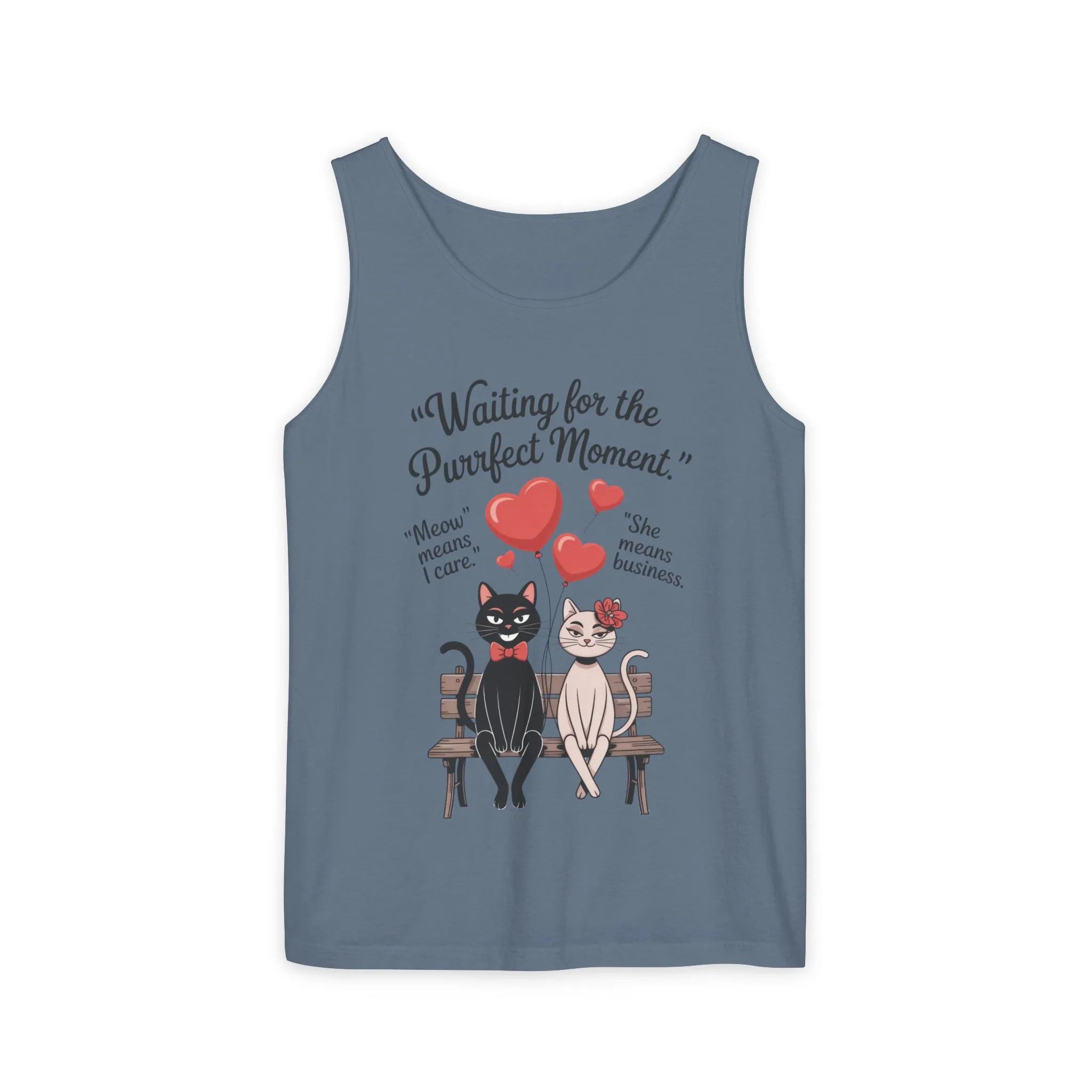 Cute Cat Lovers Tank, Womens Heavy Cotton Tank Top for Pet Owners, Funny Cat Tee, Gift for Cat Lovers, Casual T-Shirt, Animal Art Tee - Image 2