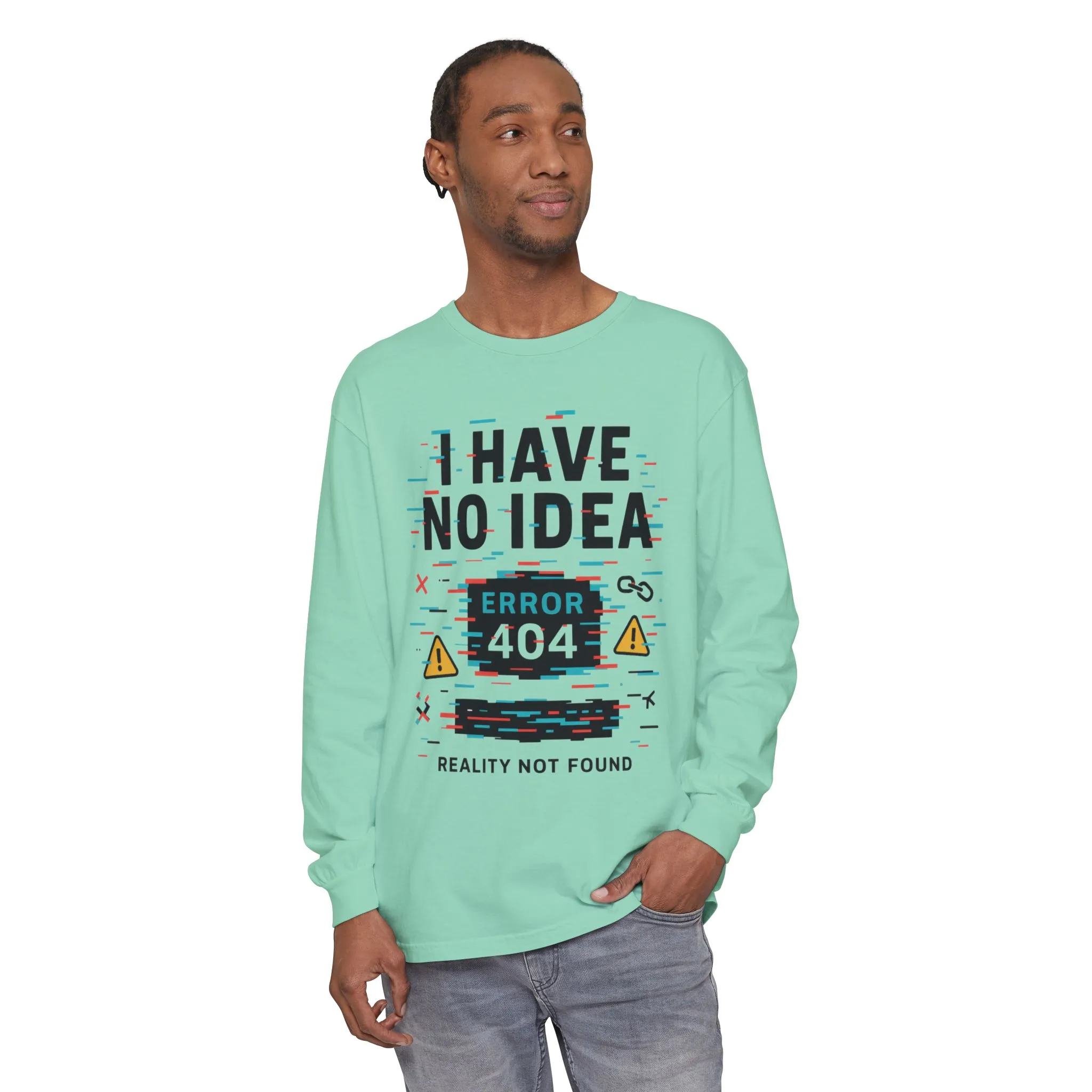 Unisex Long Sleeve T-Shirt, Funny Error 404 Graphic Tee, Internet Humor, Geeky Apparel, Quirky Humor Shirt, Gift for Tech Lovers - Image 27