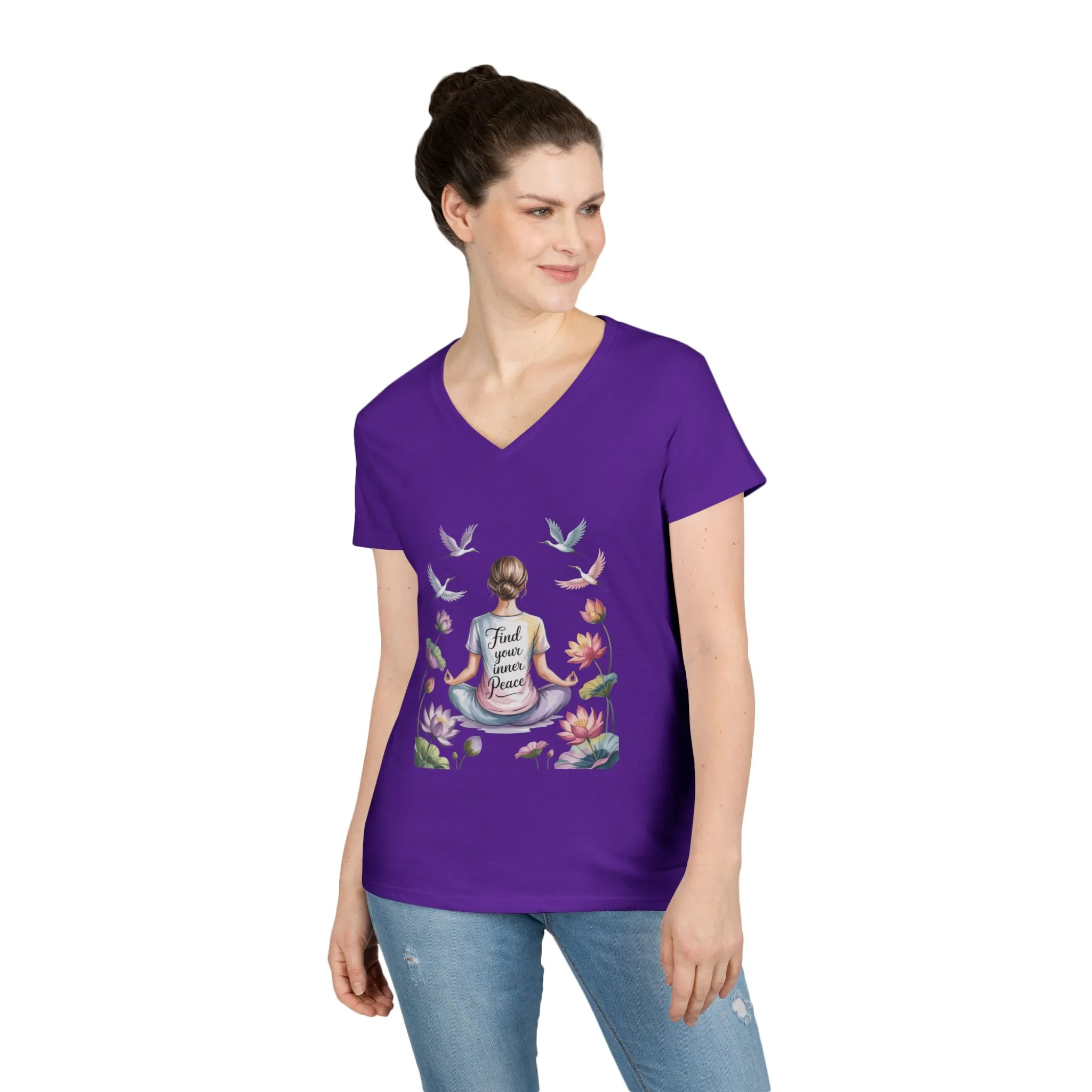 Mindful V-Neck T-Shirt, Inspirational Tee, Yoga Shirt, Self-Care Apparel, Gift for Her, Casual Wear, Find Your Inner Peace - Image 21