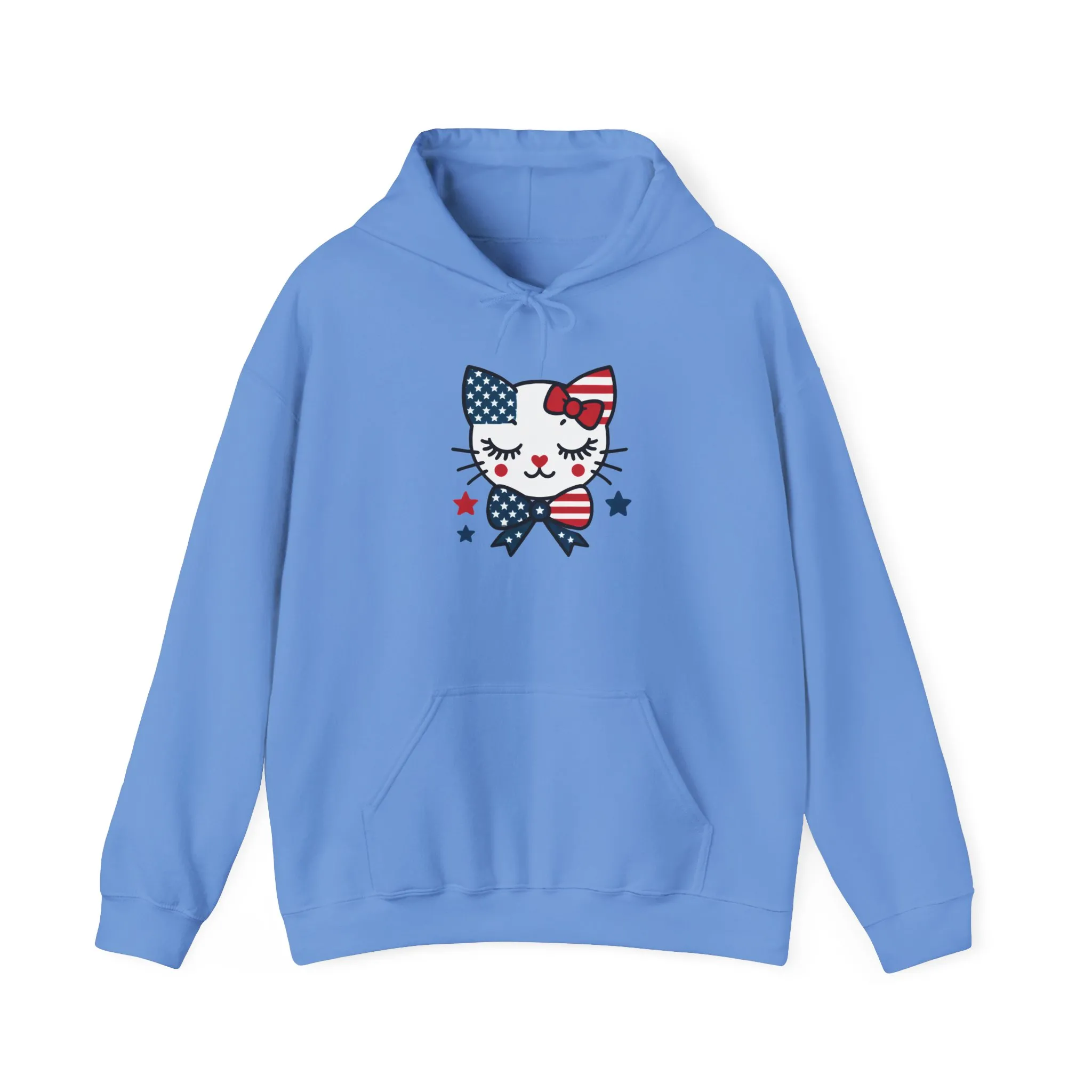Cute Cat Patriot Womens Hoodie, Womens Heavy Blend Sweatshirt, Gift for Cat Lovers, 4th of July Apparel, Perfect for Independence Day - Image 13