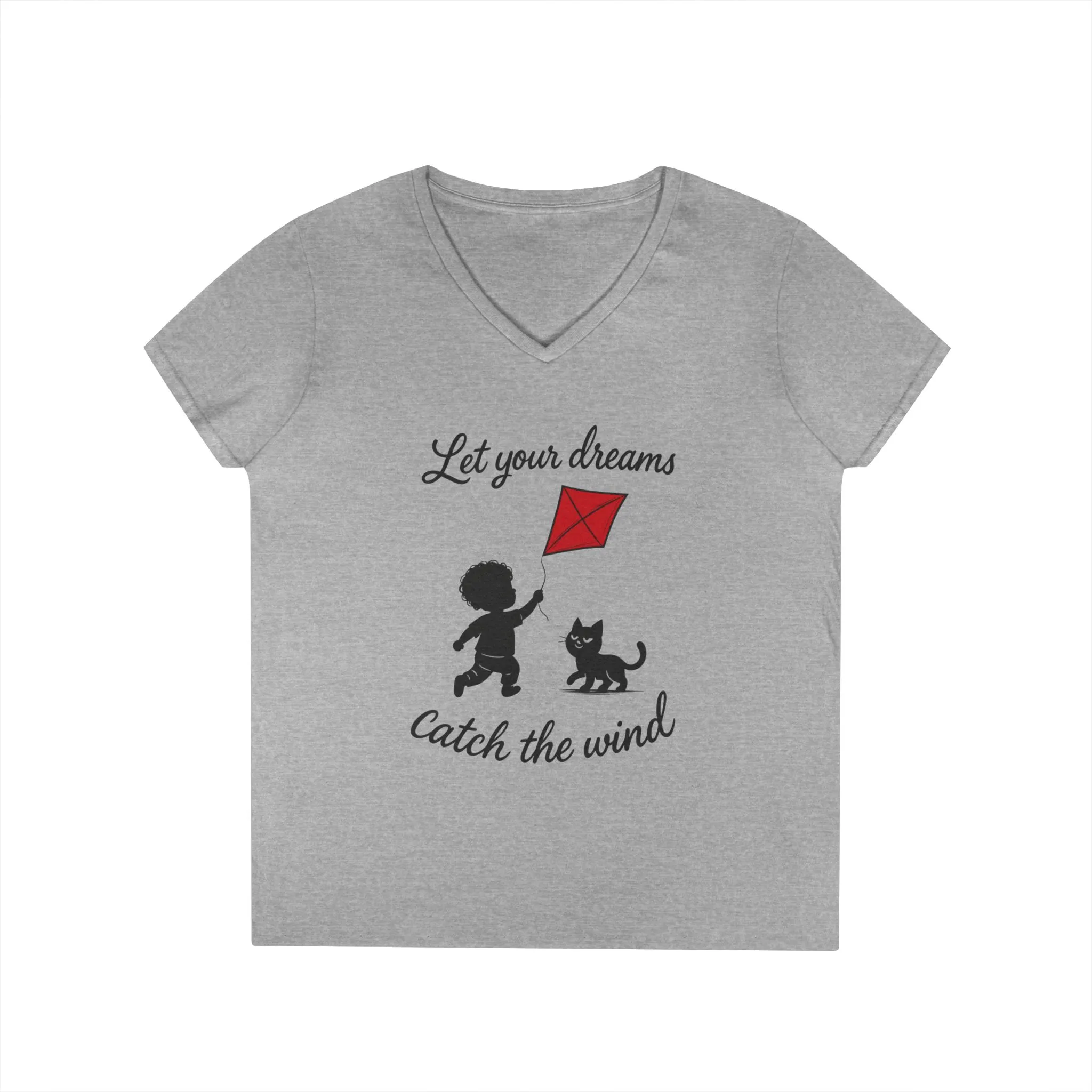Cat Lover Girls' V-Neck T-Shirt, Gift for Birthday, Cat Lover T-Shirt, Cat Mom Gift, Gift for Kids and Animal Lovers - Image 2