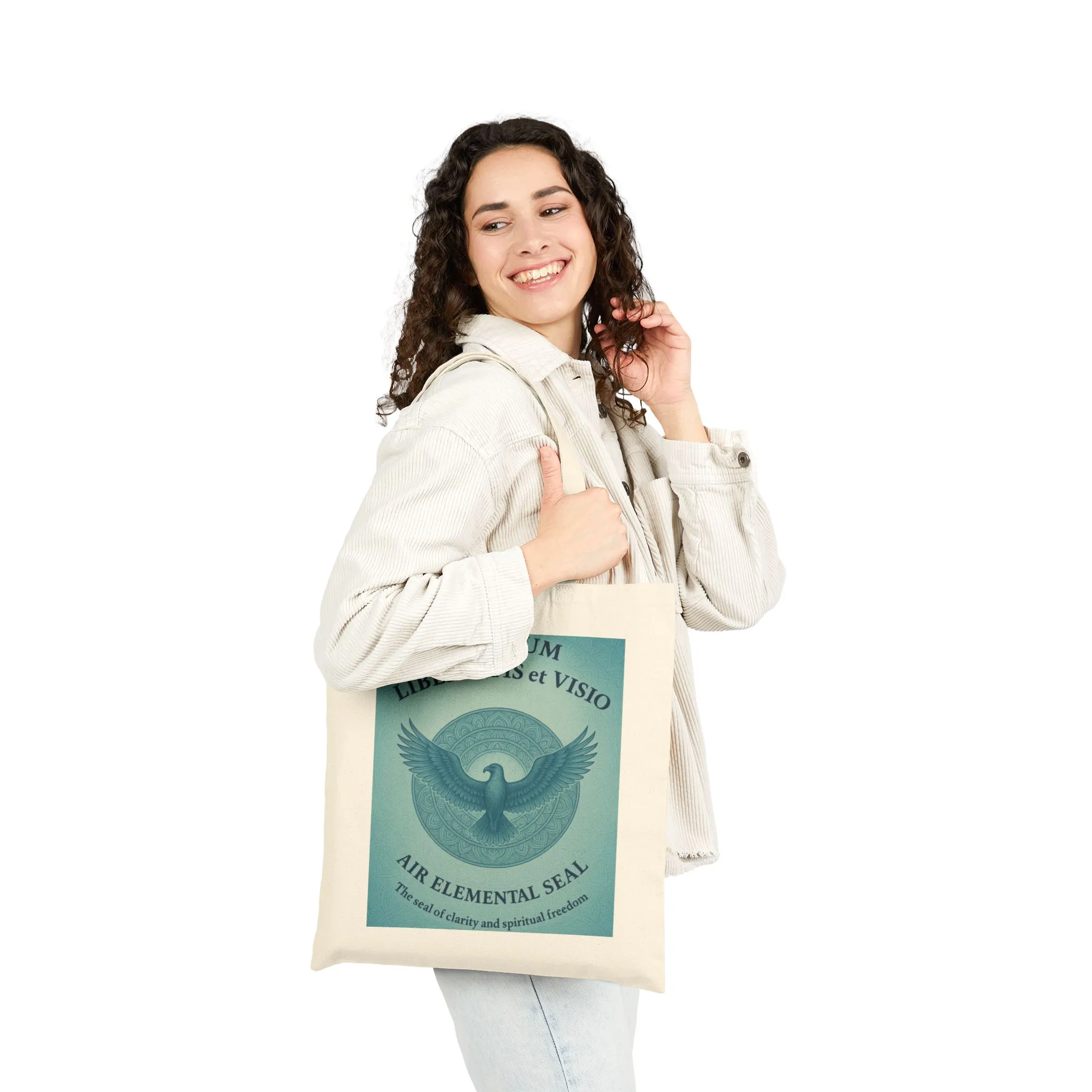 Air Element Totem Mandala Tote Bag, "Sigillum Libertatis et Visio", Spiritual Freedom & Clarity Design, Spiritual Accessory - Image 2
