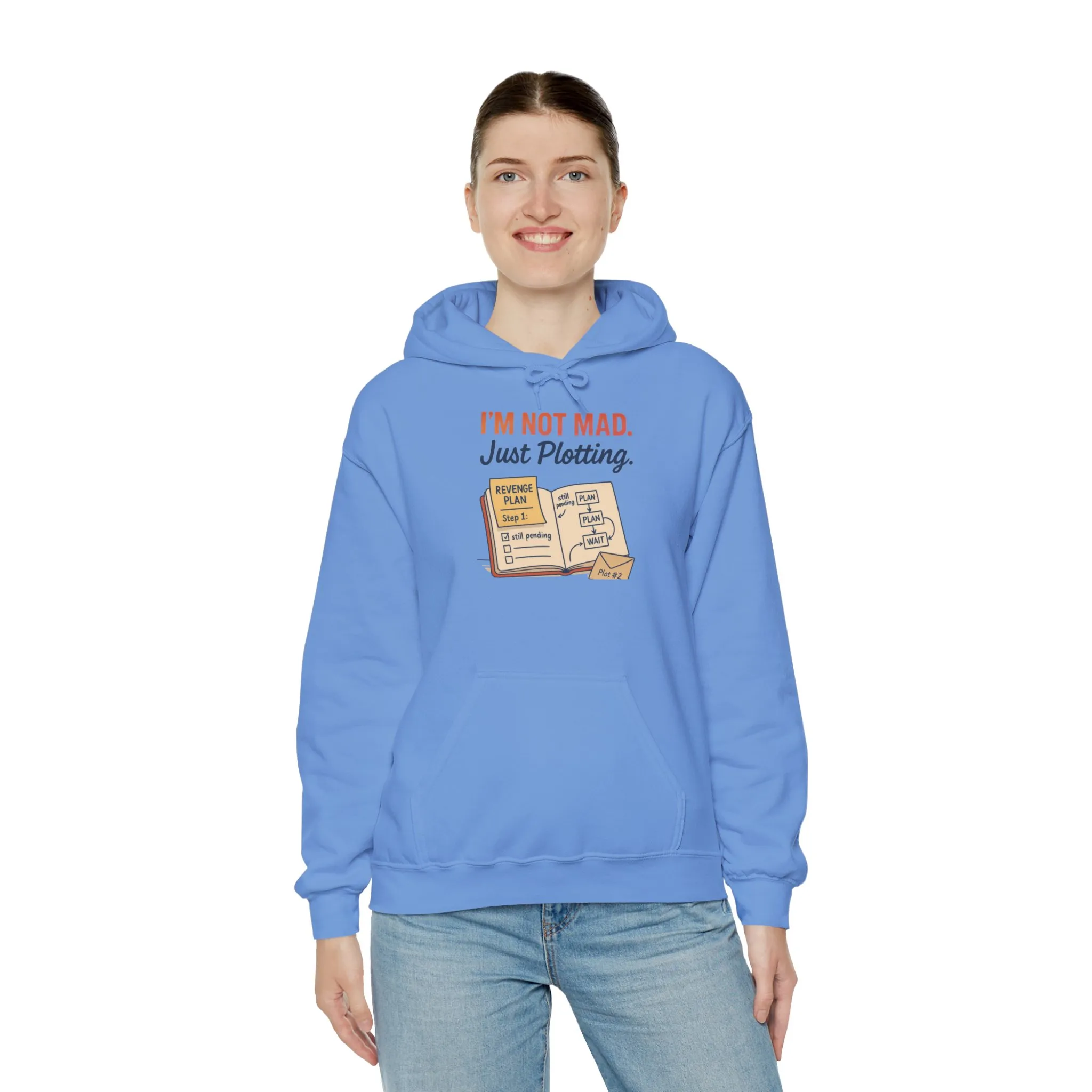 Sarcastic Womens Hoodie, Im Not Mad Just Plotting, Funny Passive Aggressive Sweatshirt Gift, Plotting Humor Hooded Womens Sweatshirt - Image 15