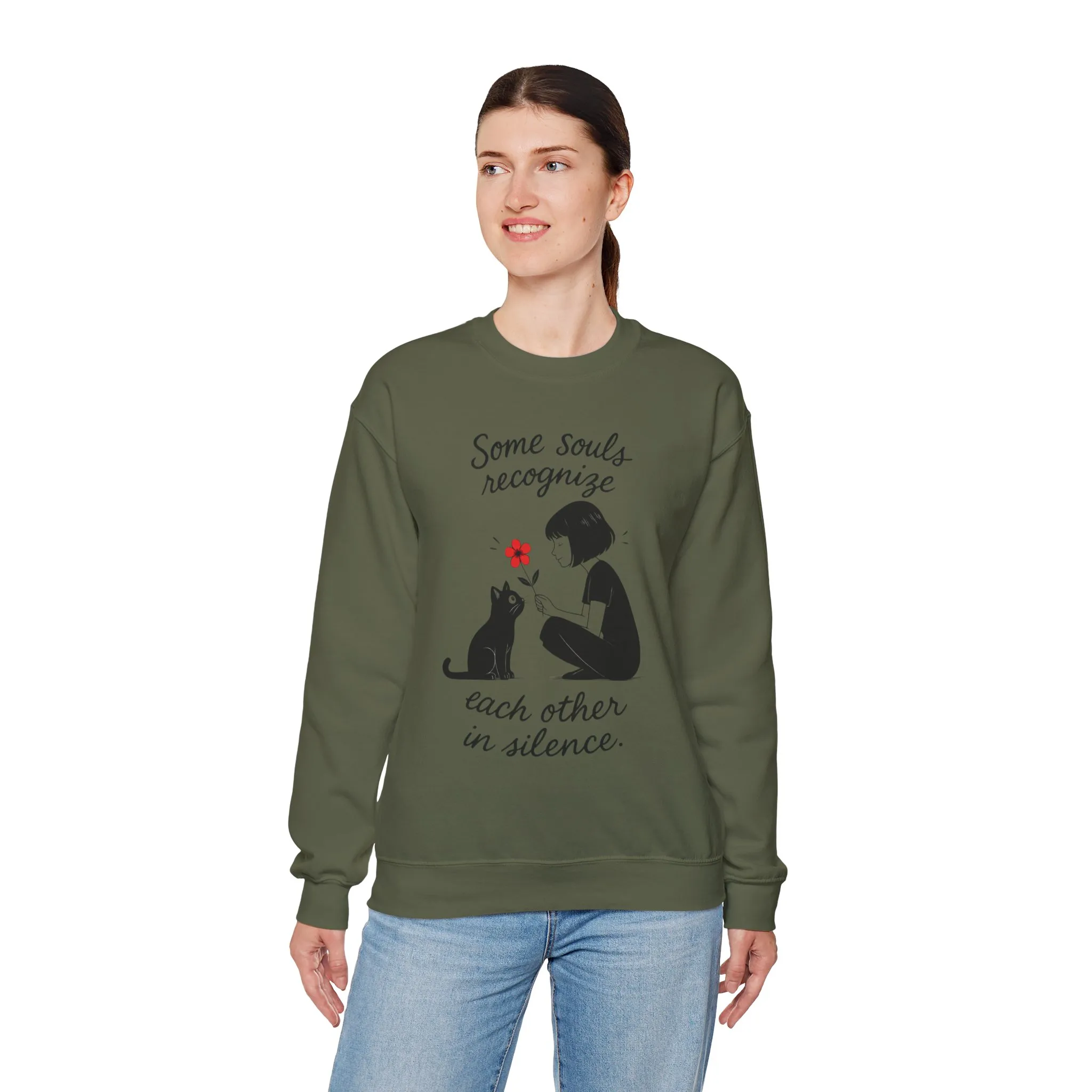 Soulful Cat and Human Crewneck Sweatshirt, Cozy Gift for Cat Lovers, Womens Sweatshirt, Animal Lover Apparel, Thoughtful Gift Idea - Image 18