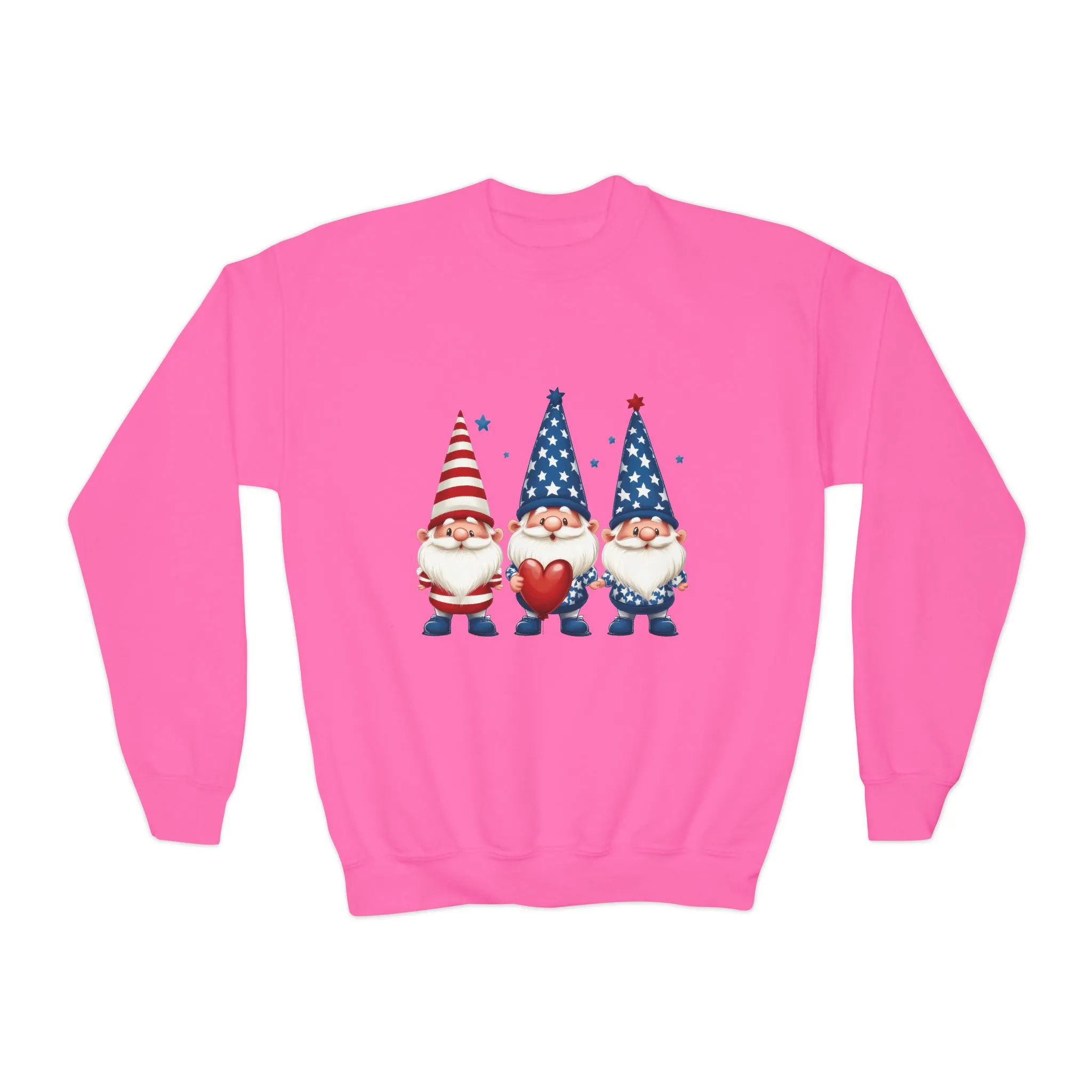 Patriotic Gnome Youth Crewneck Sweatshirt, 4th of July Sweatshirt, Cute Gnome Pullover, Summer Camp Outfit, Kids Holiday Apparel - Image 9