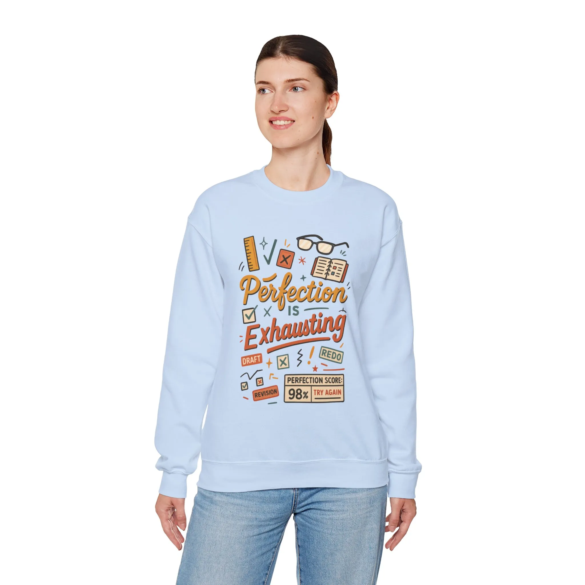 Exhausting Perfection Crewneck Sweatshirt, Funny Gift for Students, Cozy Unisex Sweater, Gift for Graduates, Motivational Apparel - Image 23