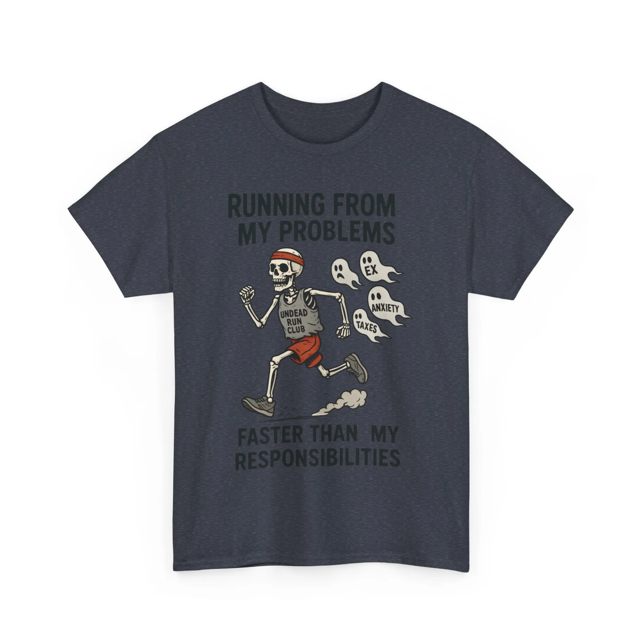 Skeleton Runner Tee for Men, Undead Jogging Club Shirt, Halloween T-Shirt, Gift for Runners, Anxiety Humor Gift - Image 34