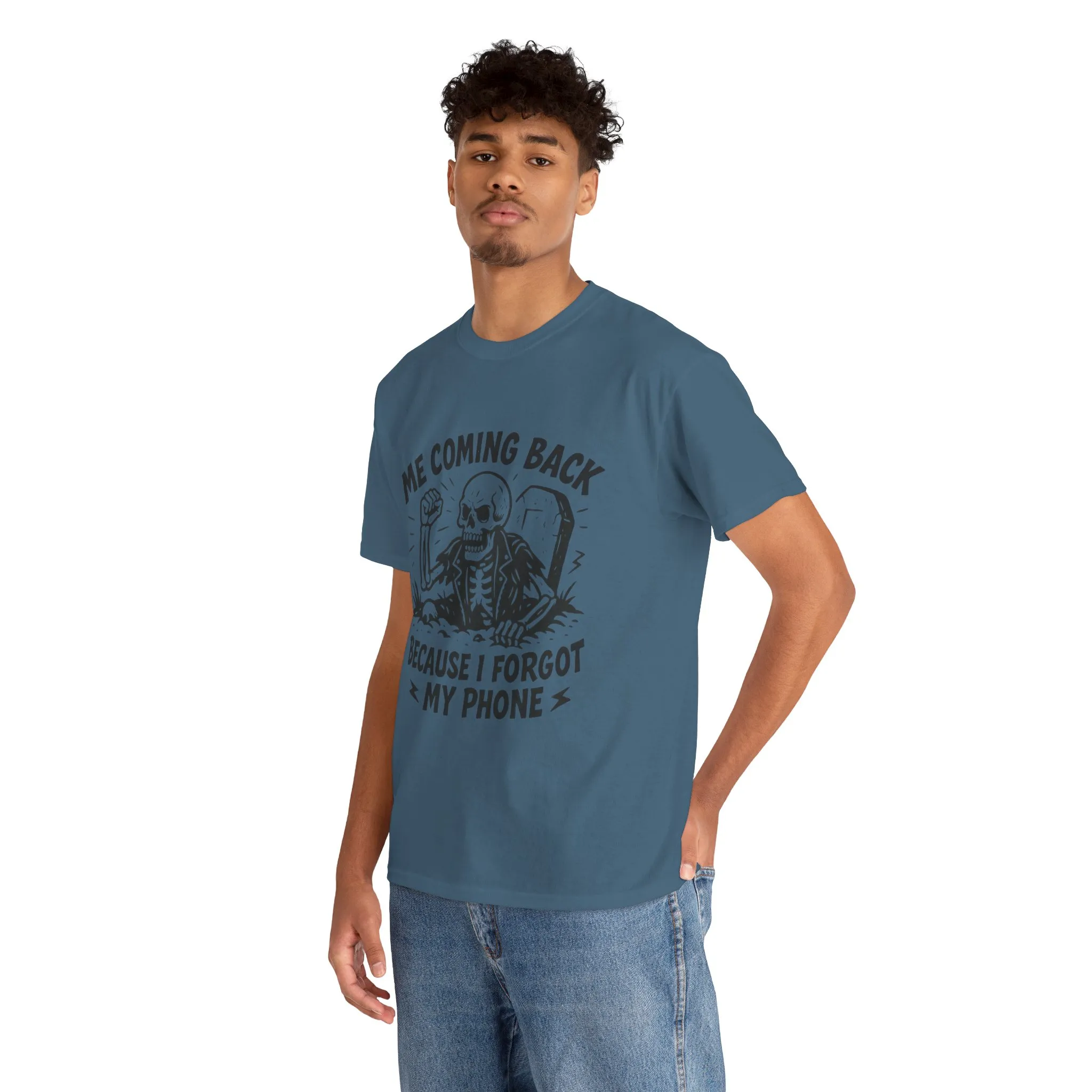 Forgot My Phone T-Shirt, Funny Skeleton Coming Back From Grave Tee, Dark Humor Shirt for Men, Humor Tee, funny skull shirt - Image 21
