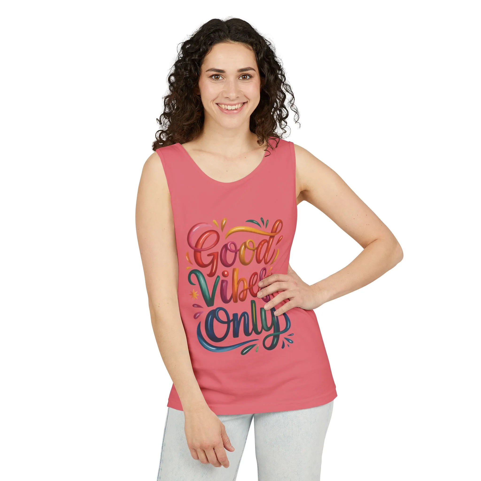 Good Vibes Only Womens Garment-Dyed Tank Top, Summer Casual Wear, Festival Outfit, Beach Day Tee, Gift for Friends, Positive Vibes Apparel - Image 20