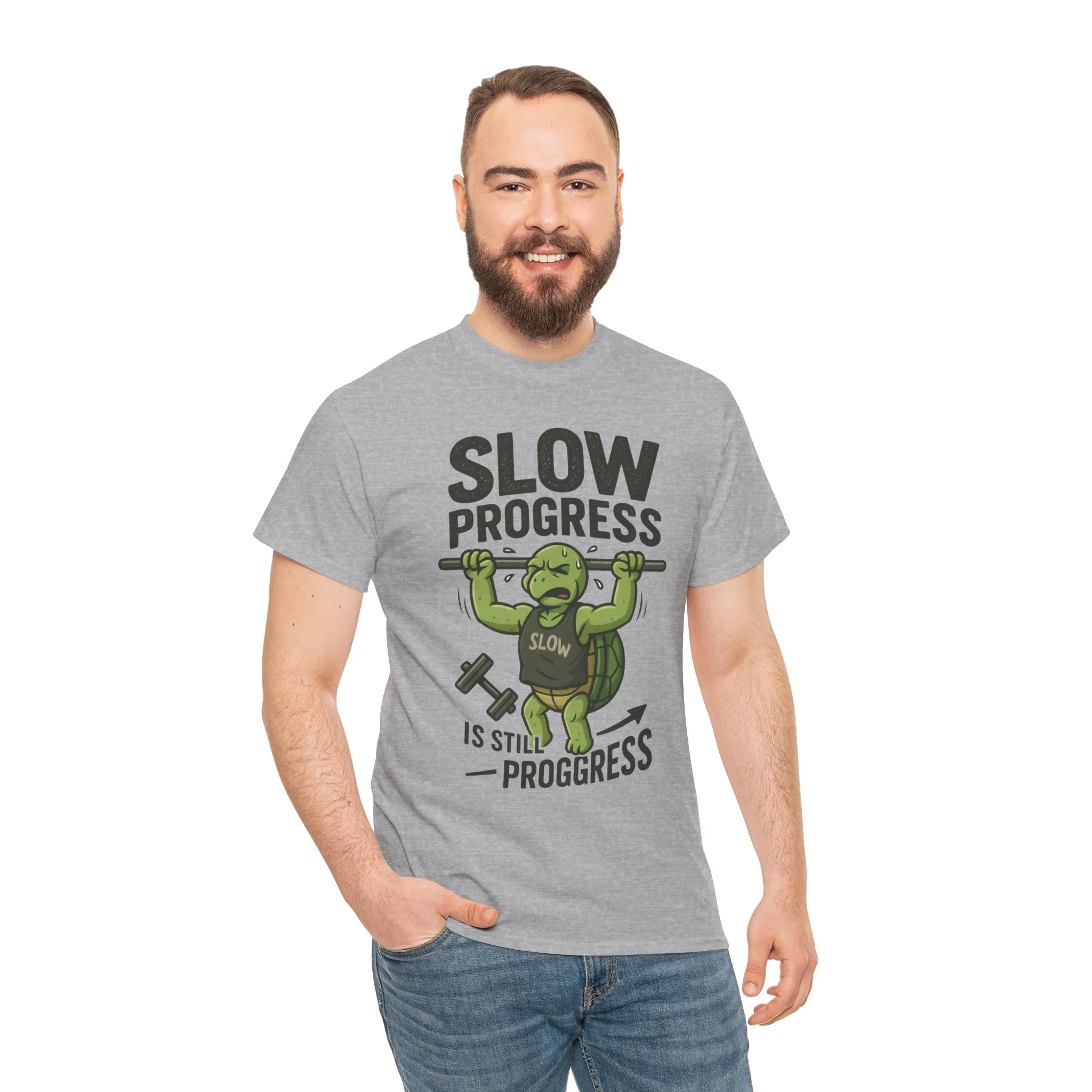 Slow Progress Gym Shirt, Funny Turtle Workout Tee for Men, Motivational Fitness Gift, Humor T-Shirt, Unisex Activewear, Workout Gift - Image 11