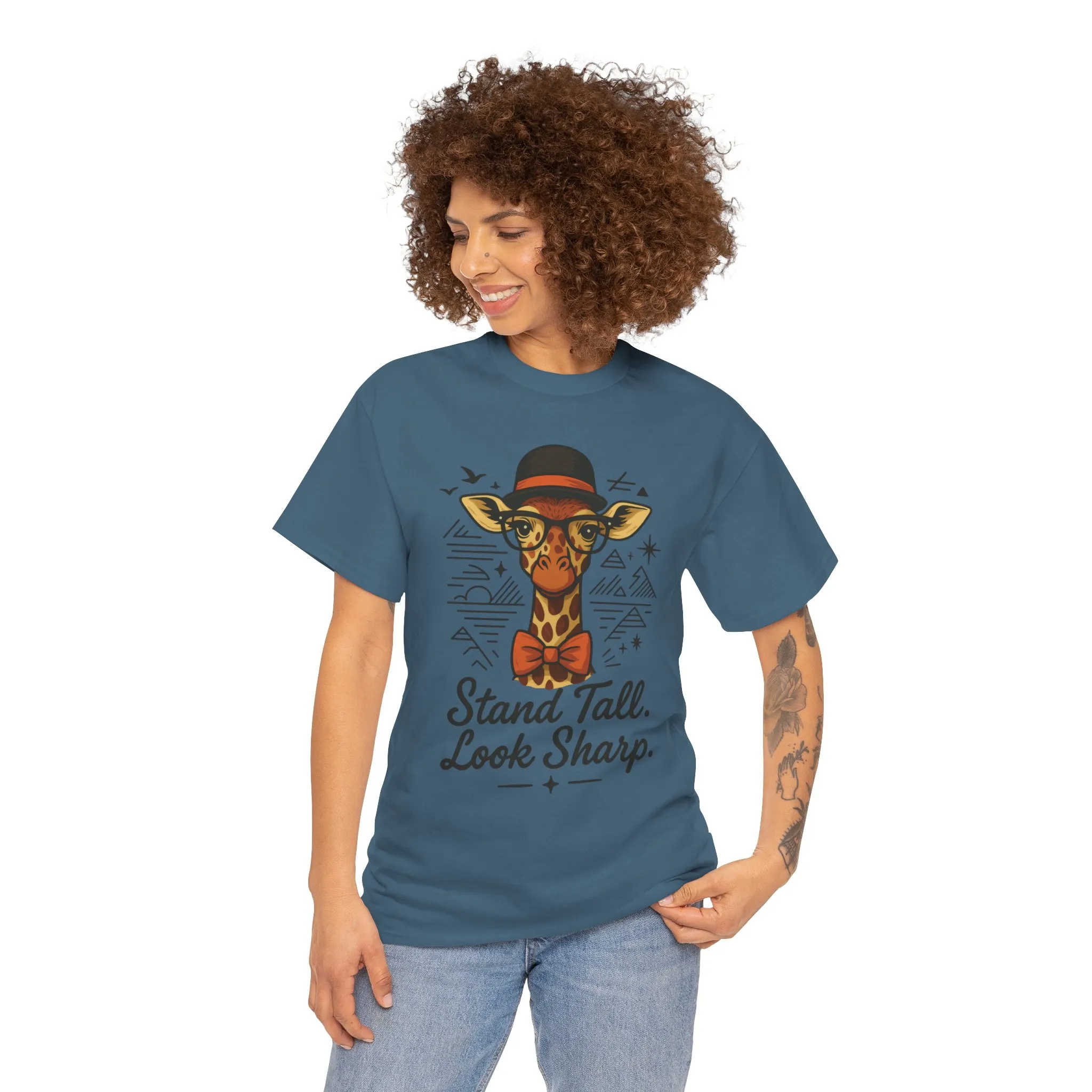 Hipster Giraffe T-Shirt with Hat and Glasses, Whimsical Giraffe Tee, Fun Gift, Cute Graphic Shirt, Unisex Heavy Cotton Tee - Image 42