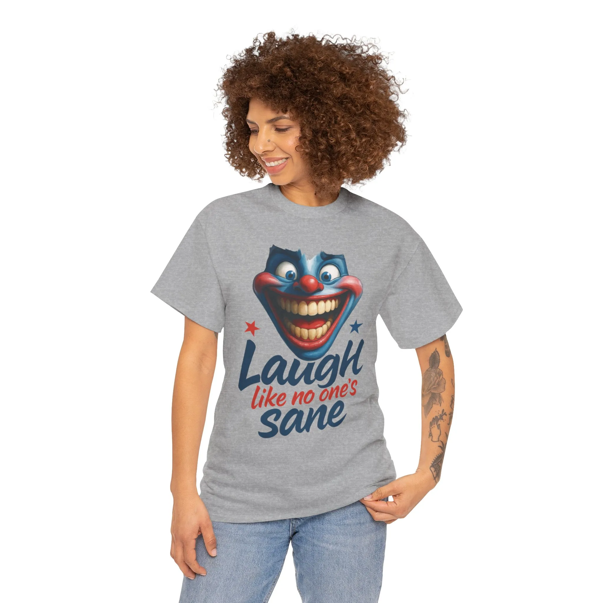 Funny Clown Face Unisex Heavy Cotton Tee, Creepy Clown Face T-Shirt, Humor T-Shirt,Clown Theme Shirt, Funny Horror Graphic Tee - Image 15