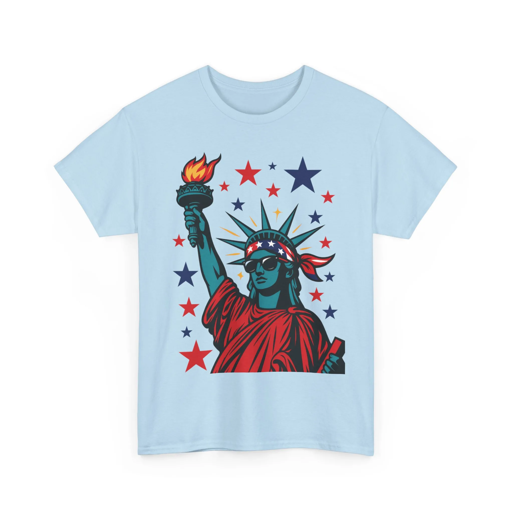 Lady Liberty Pop Art T-Shirt, Patriotic 4th of July Womens Tee, Retro USA Bandana Statue Shirt - Image 13